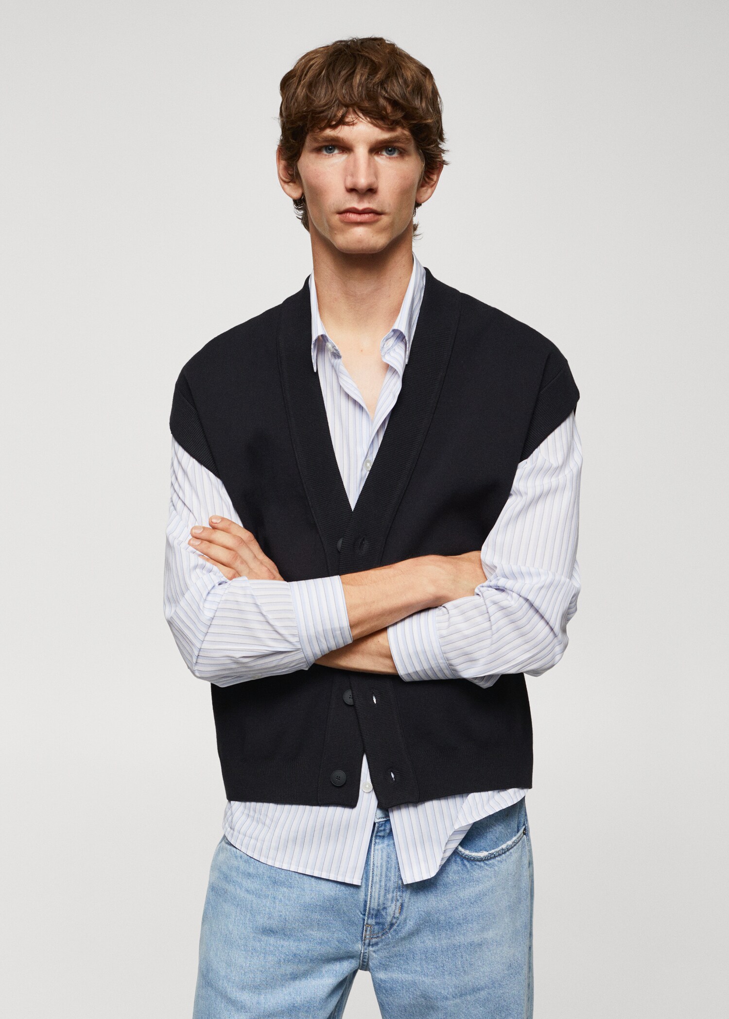 Gilet maille boutons - Plan moyen