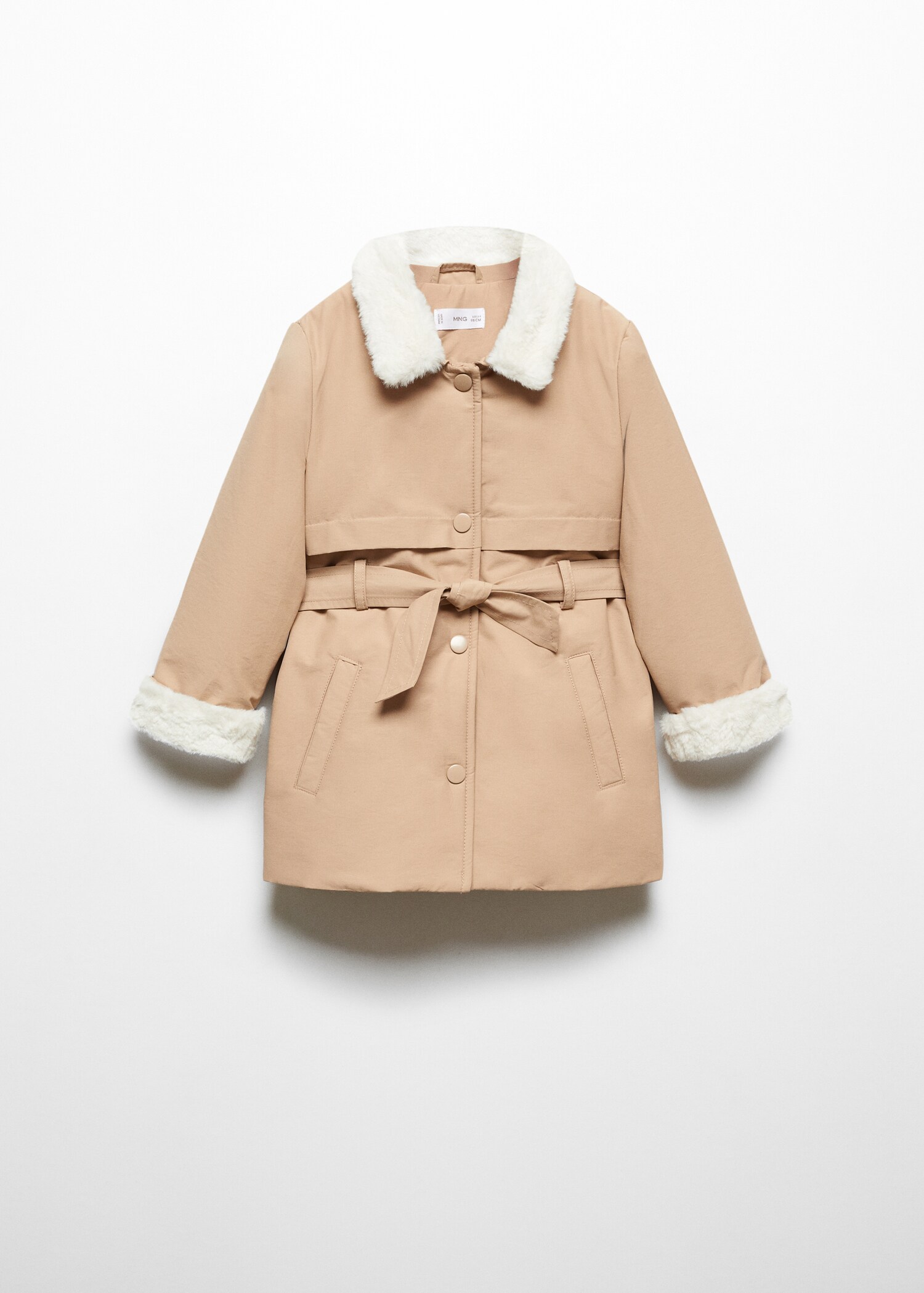 Trench coat with fur-effect collar  - Article without model
