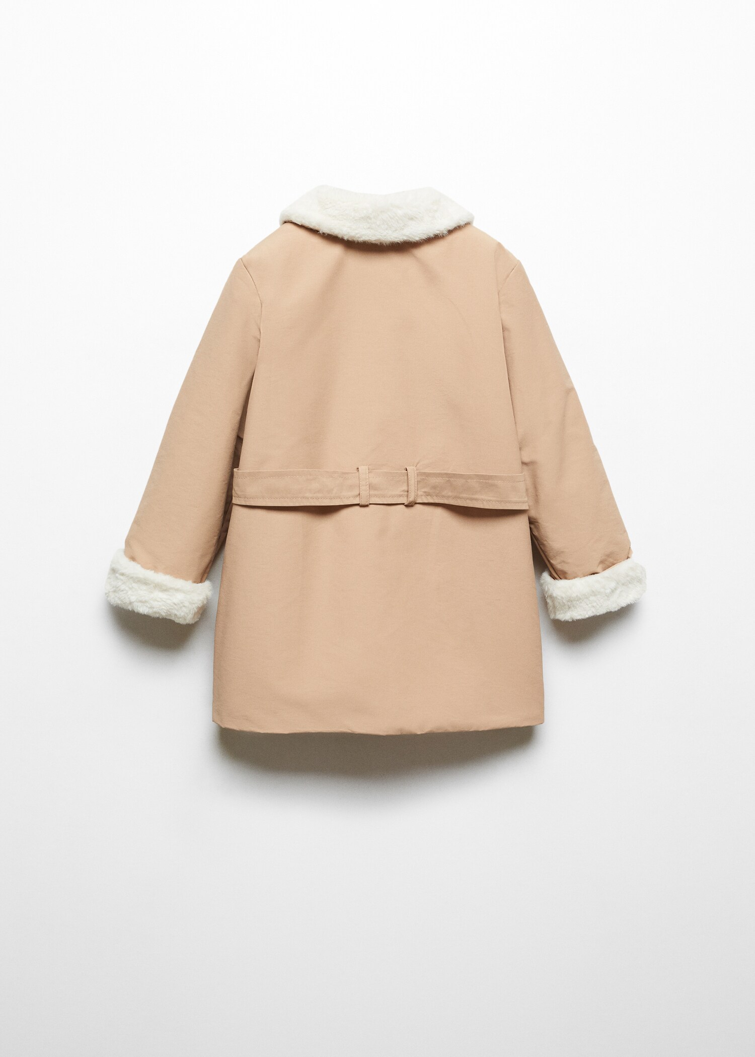 Trench coat with fur-effect collar  - Reverse of the article