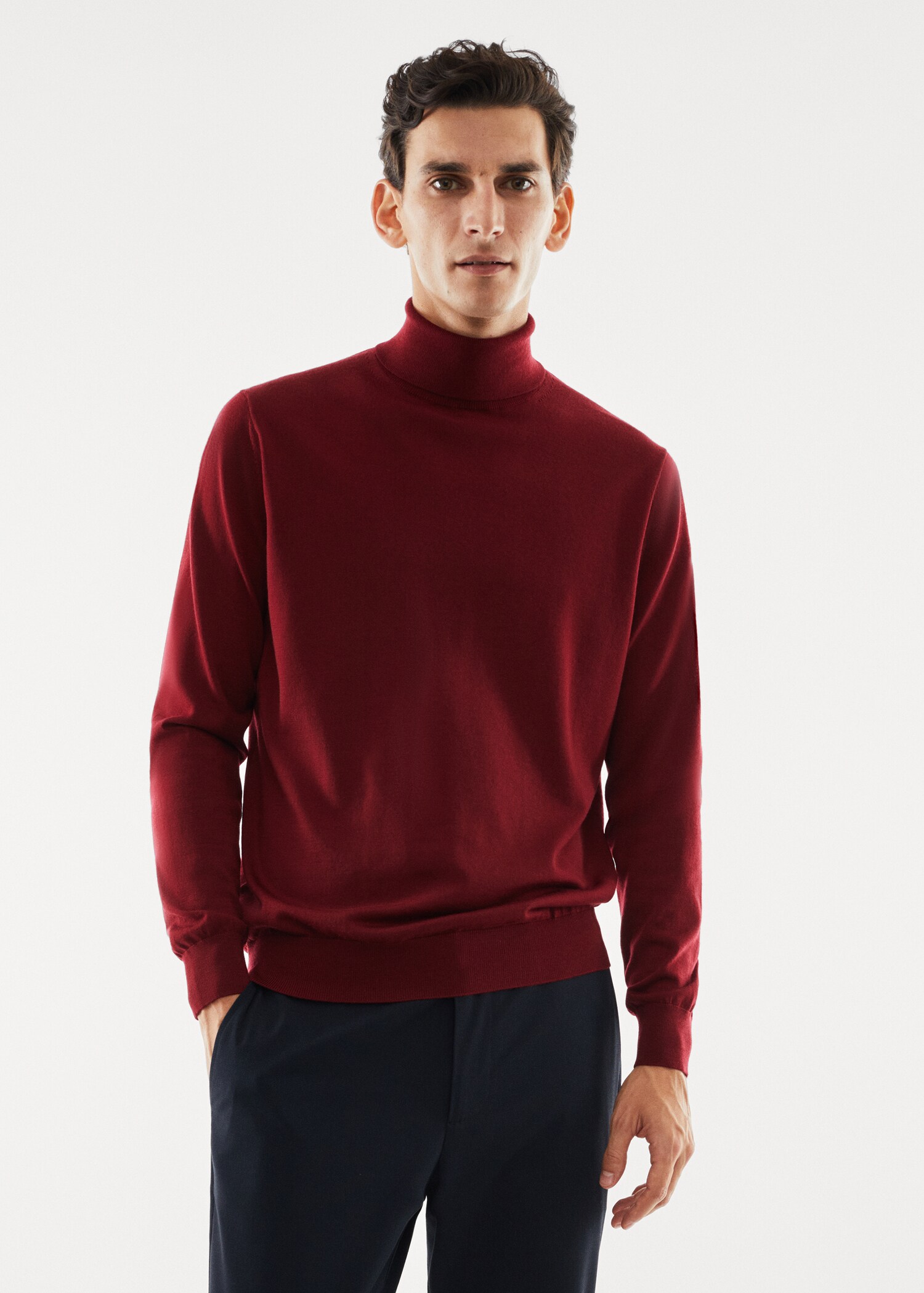Jersey 100% lana merino cuello alto - Plano medio