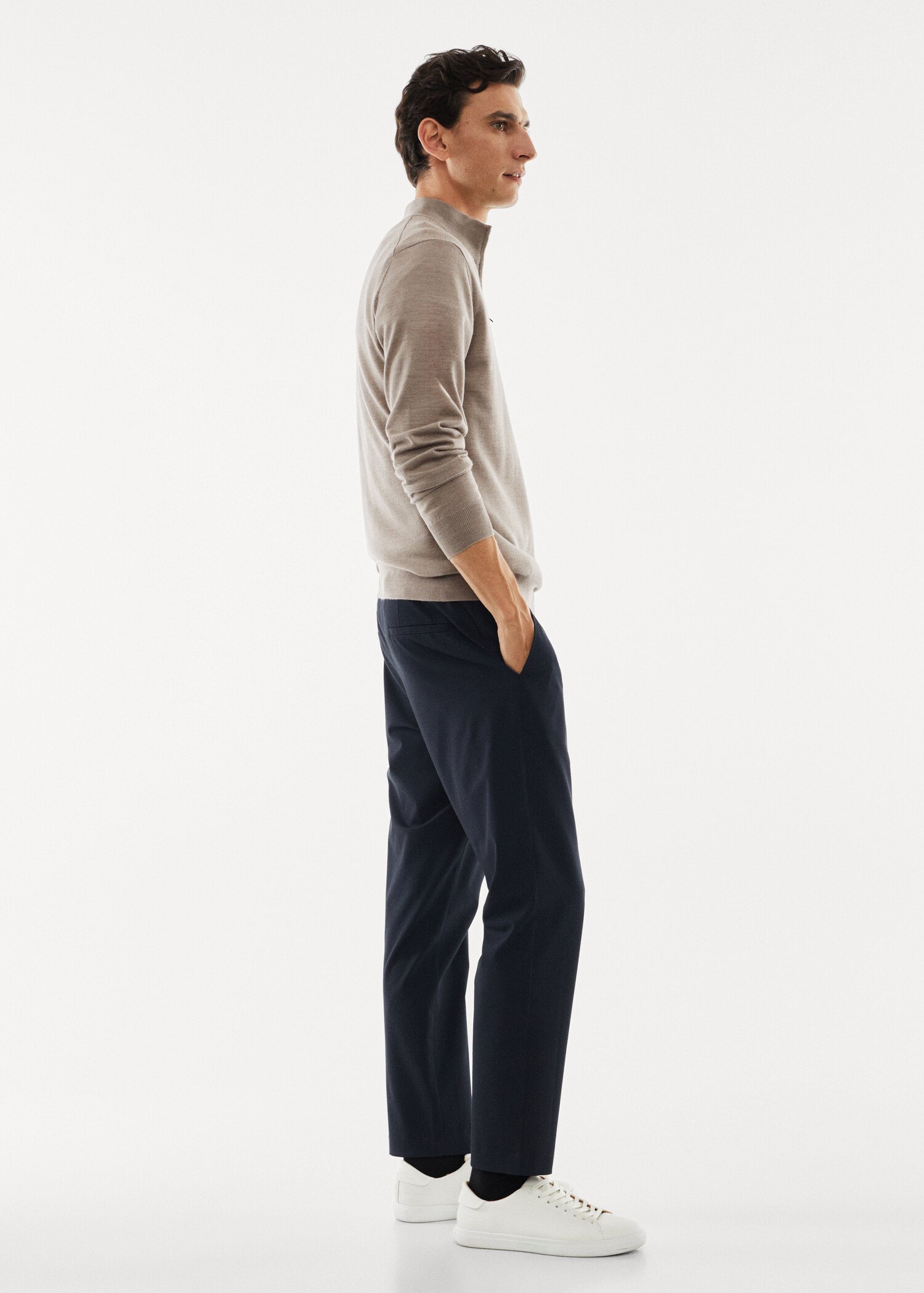 100% merino wool sweater with zip-neck - Details of the article 2