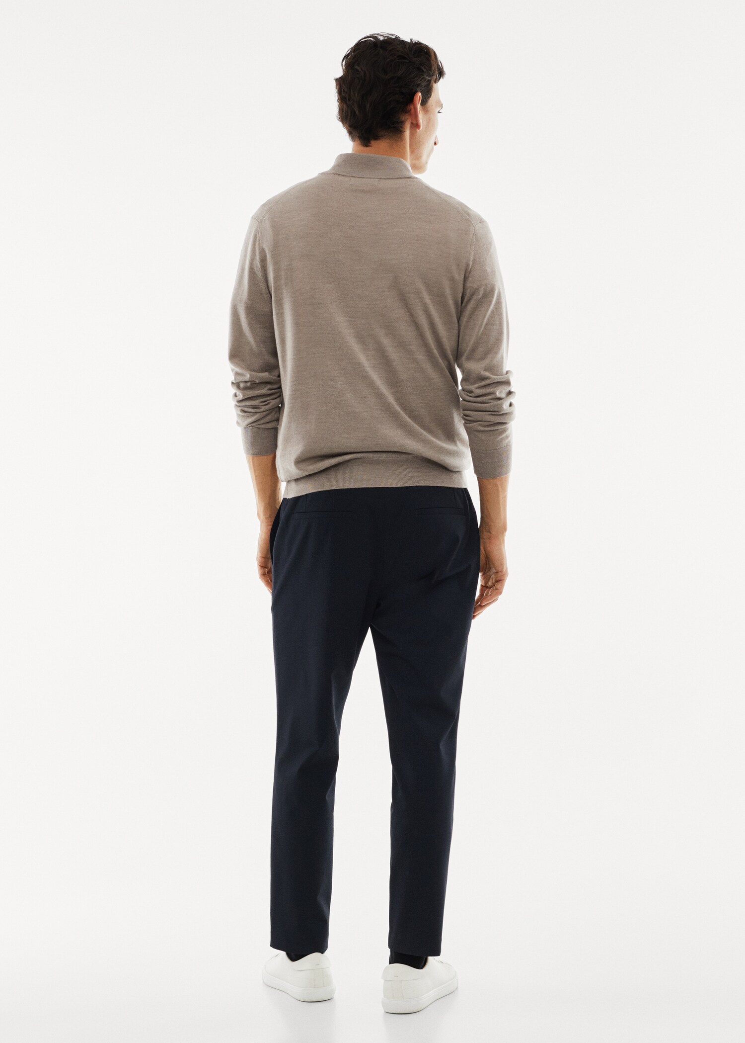 100% merino wool sweater with zip-neck - Reverse of the article