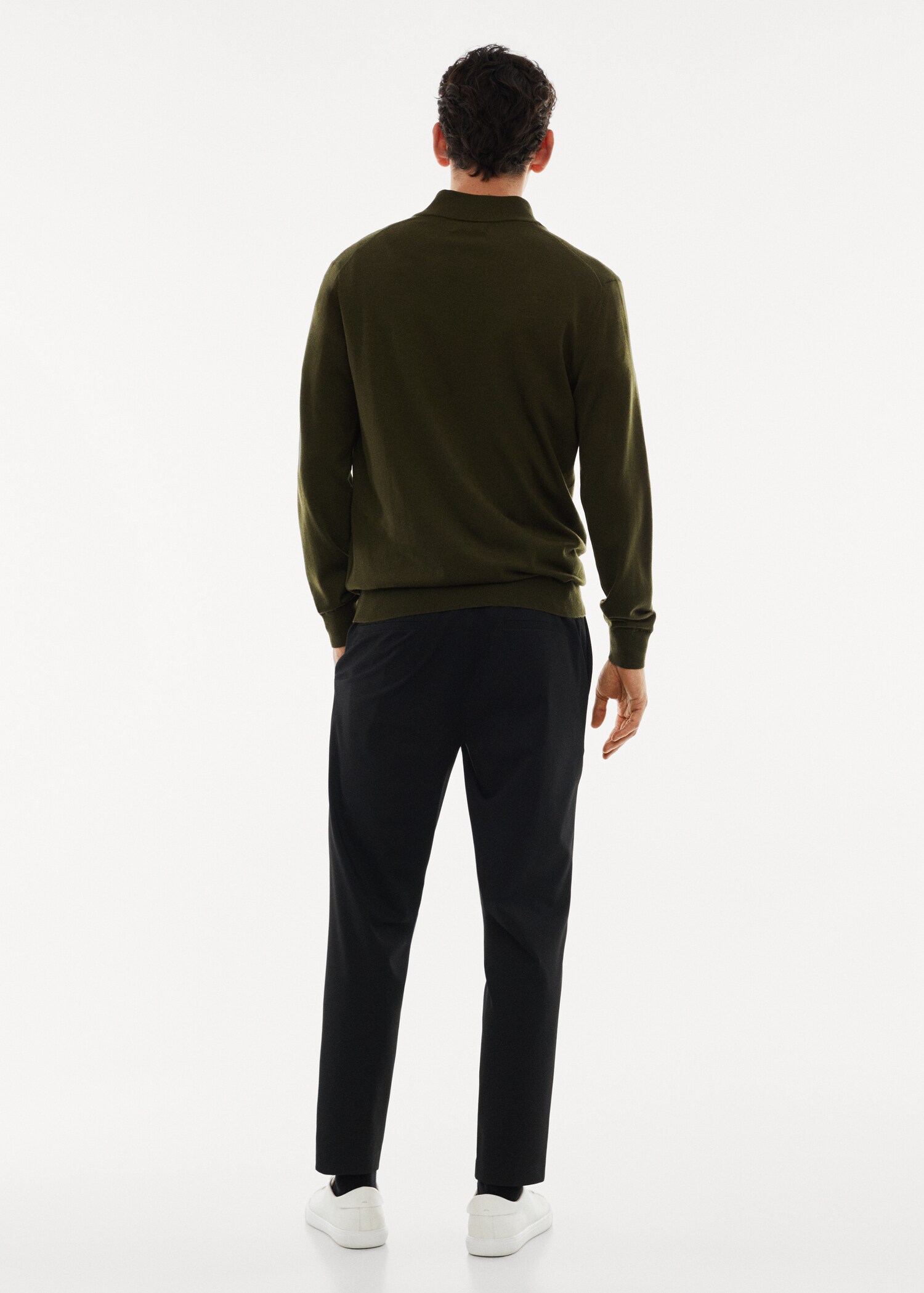 100% merino wool sweater with zip-neck - Reverse of the article