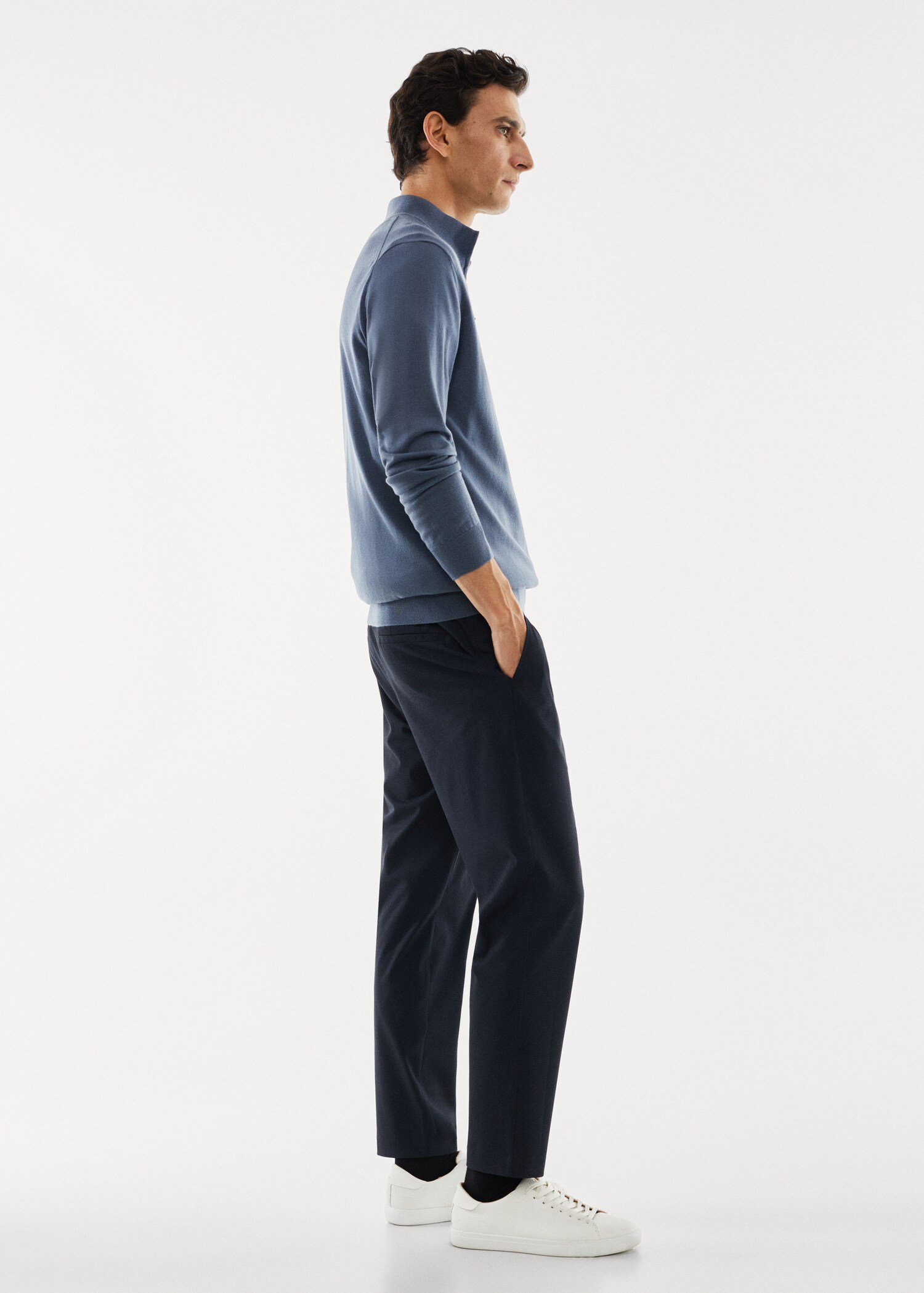 100% merino wool sweater with zip-neck - Details of the article 2