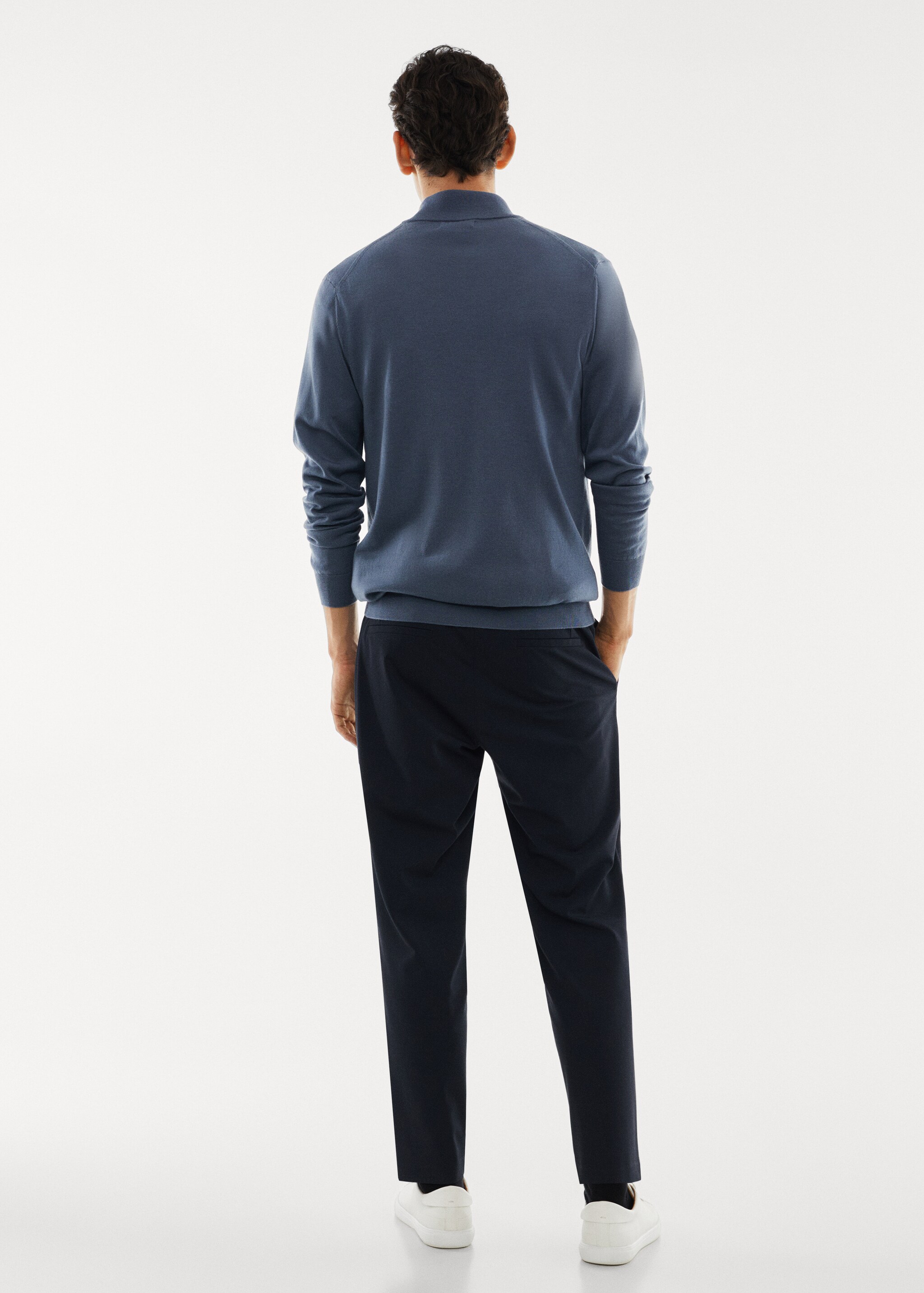 100% merino wool sweater with zip collar - Reverse of the article