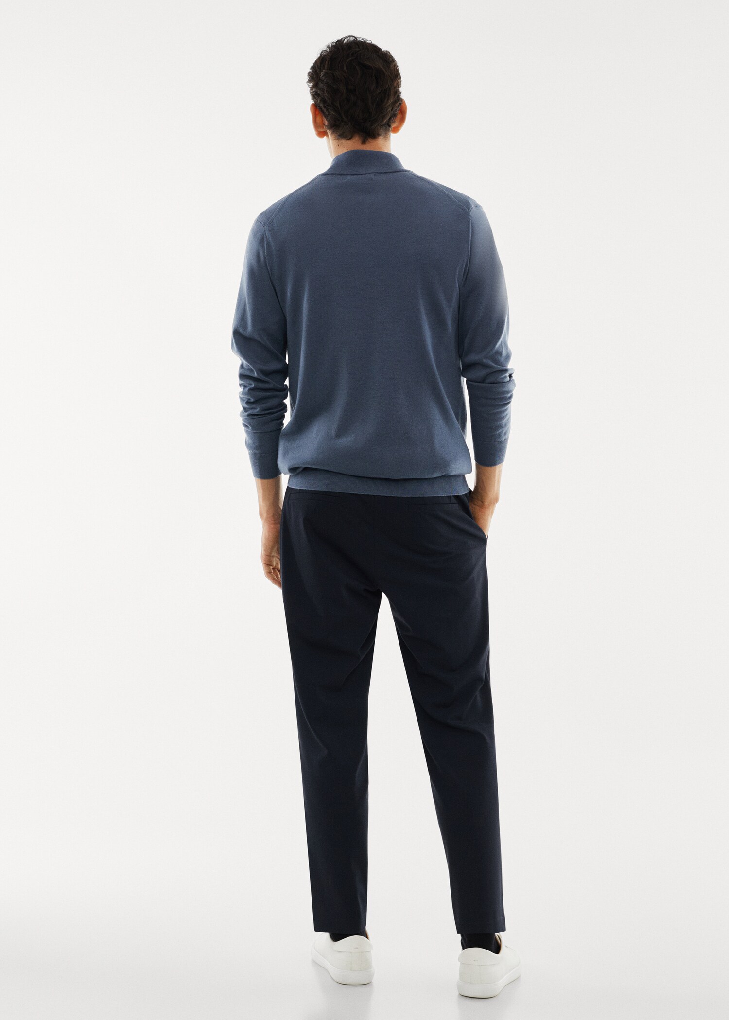 100% merino wool sweater with zip-neck - Reverse of the article