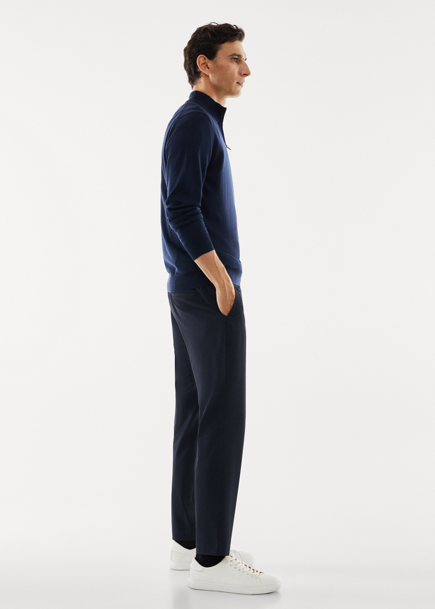 100% merino wool sweater with zip-neck - Details of the article 2