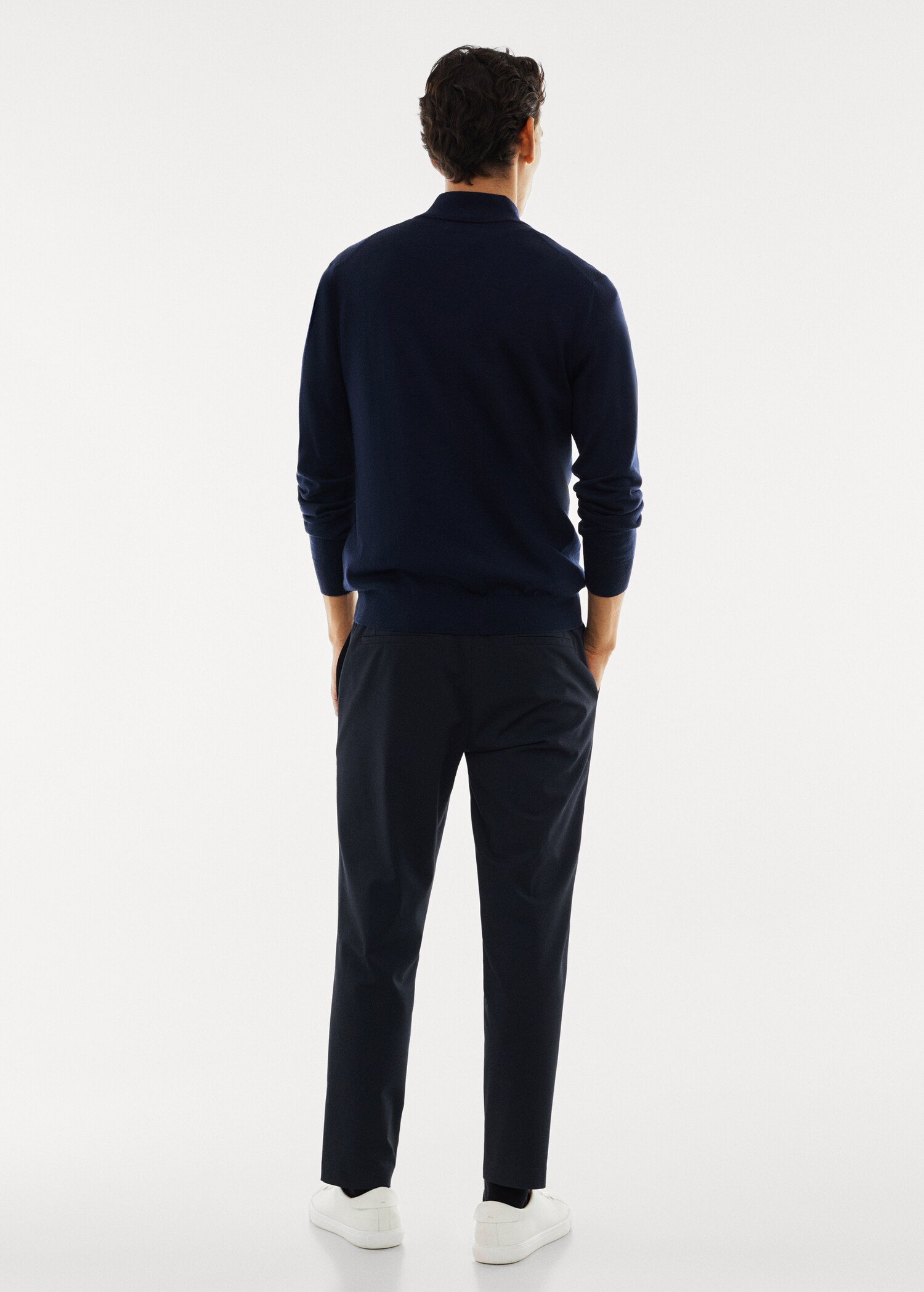 100% merino wool sweater with zip-neck - Reverse of the article