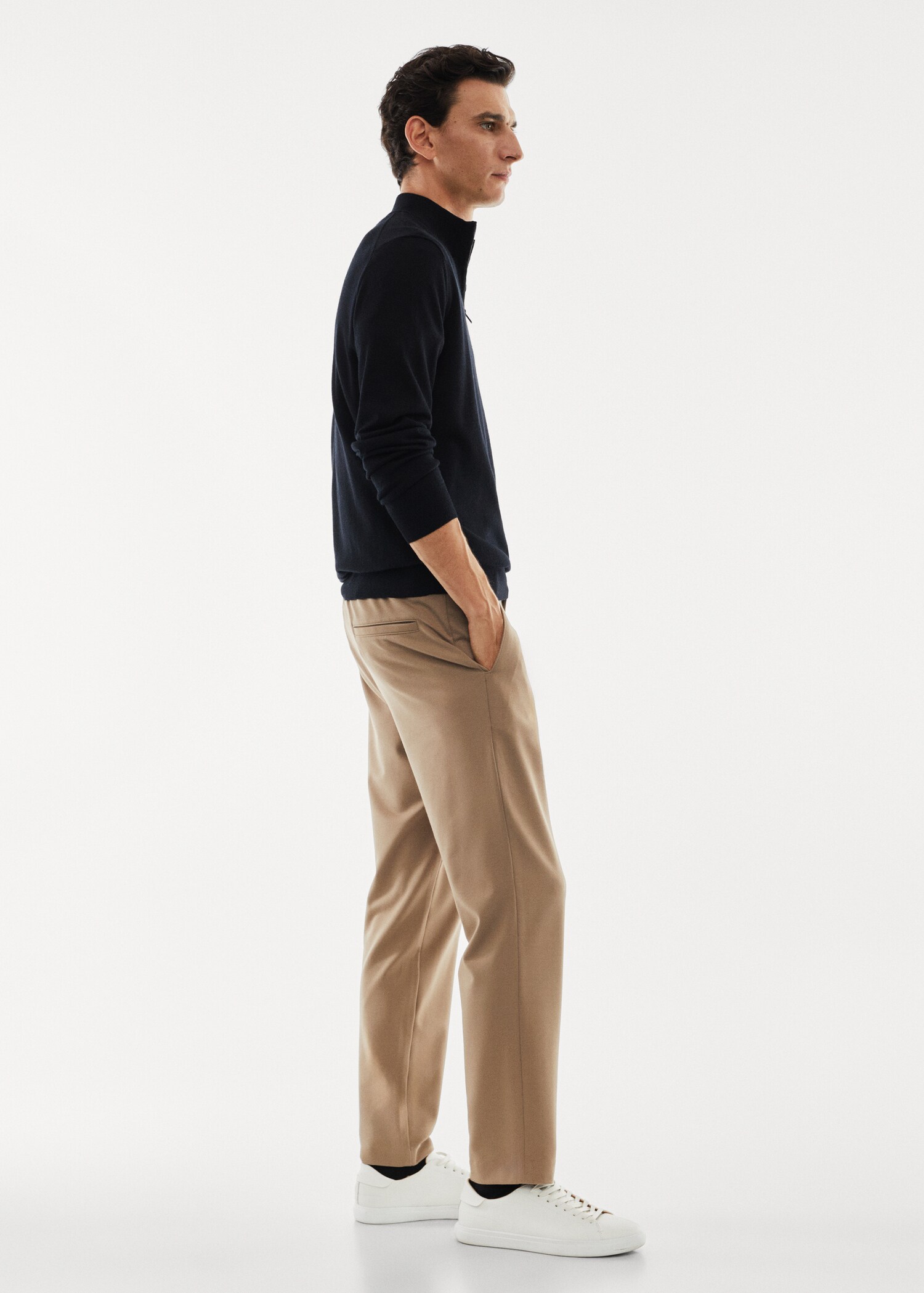 100% merino wool sweater with zip-neck - Details of the article 2