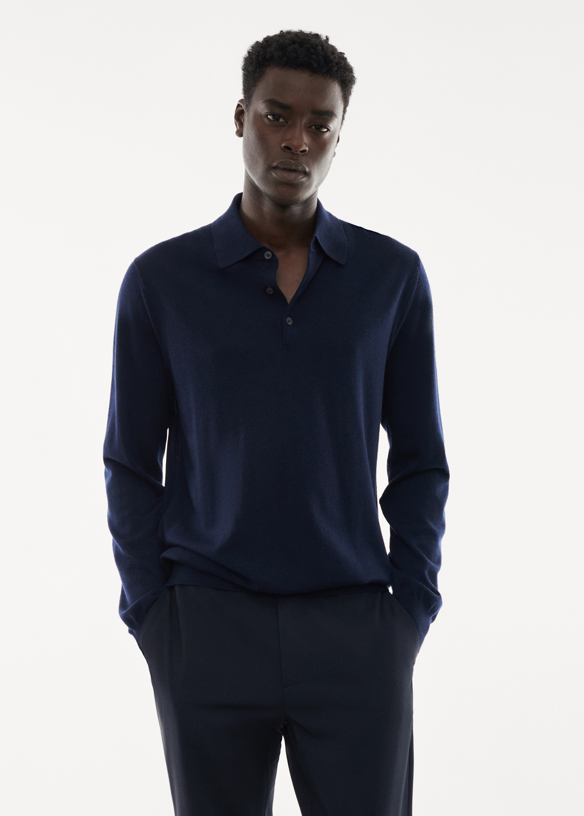 100% merino wool long- sleeved polo shirt MANGO Niger