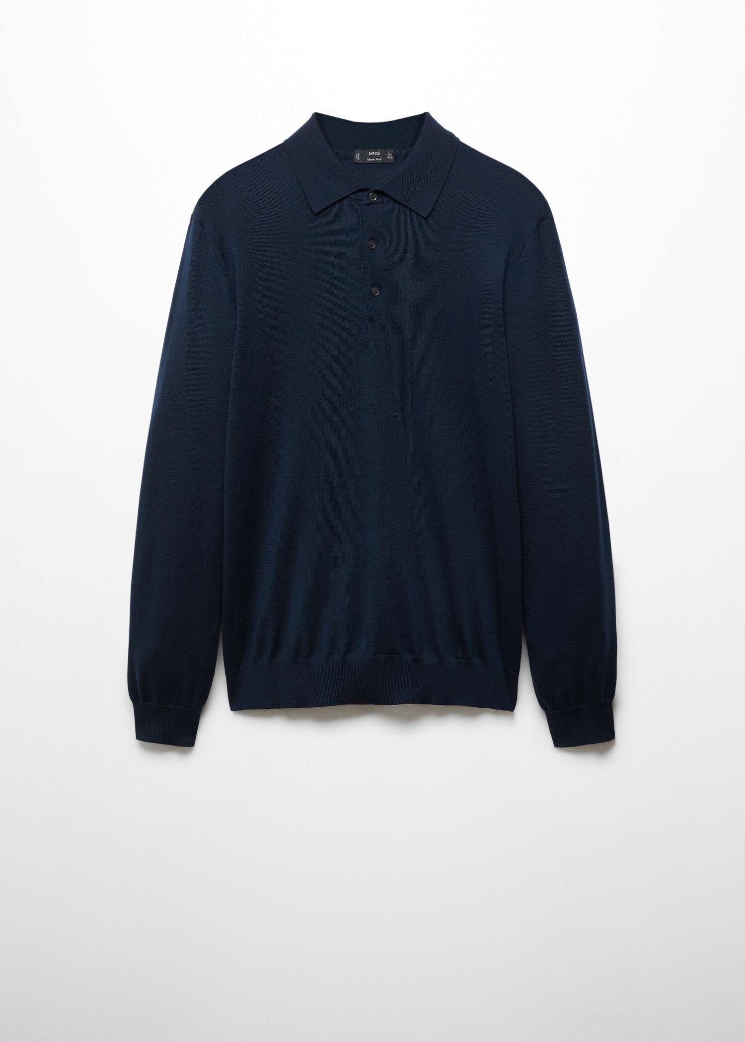 100% merino wool long- sleeved polo shirt - Article without model