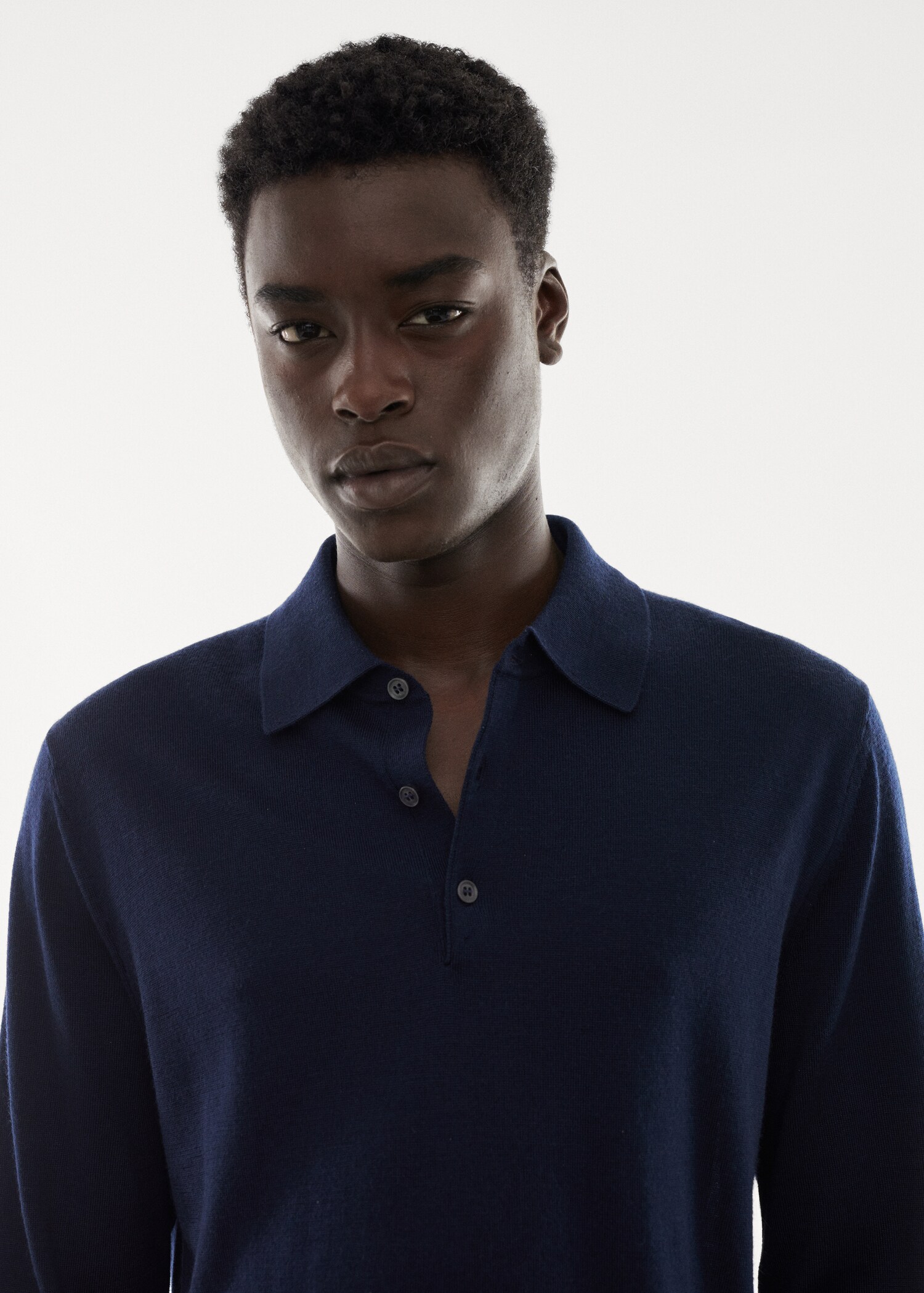 100% merino wool long- sleeved polo shirt - Details of the article 1