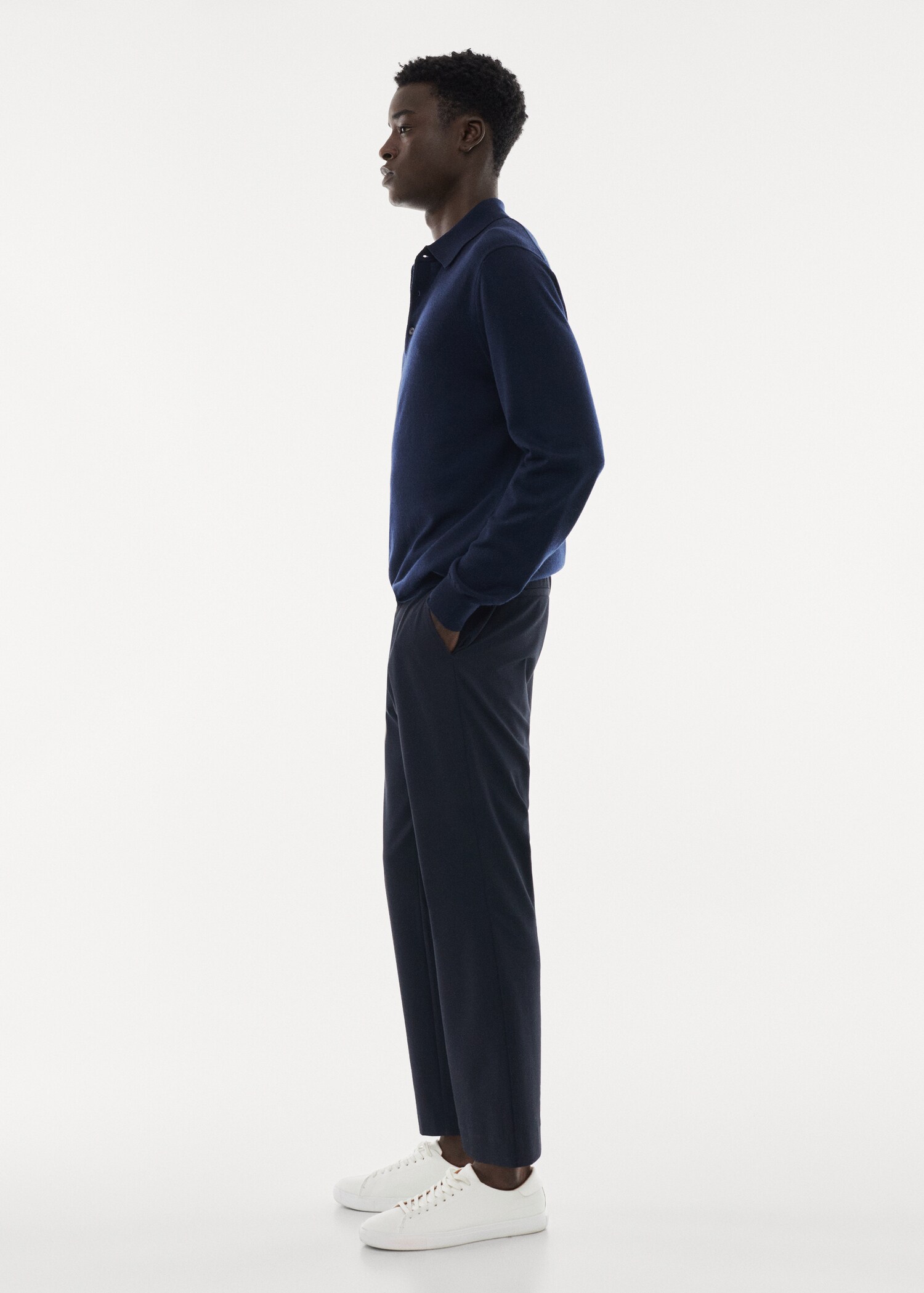 100% merino wool long- sleeved polo shirt - Details of the article 2