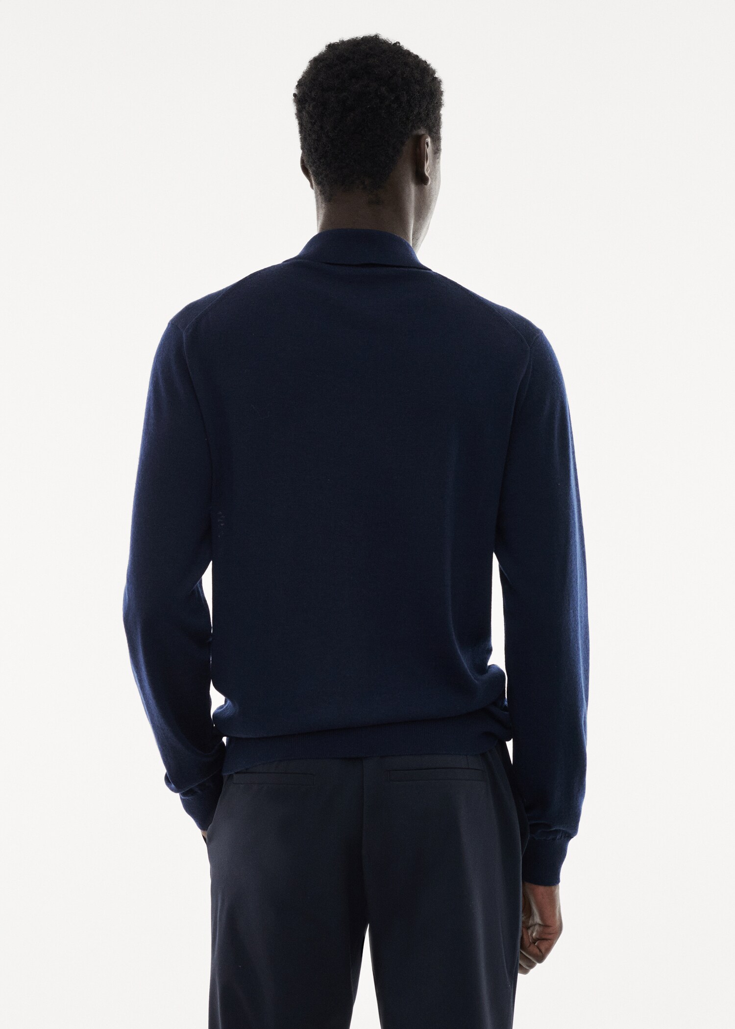 100% merino wool long- sleeved polo shirt - Reverse of the article