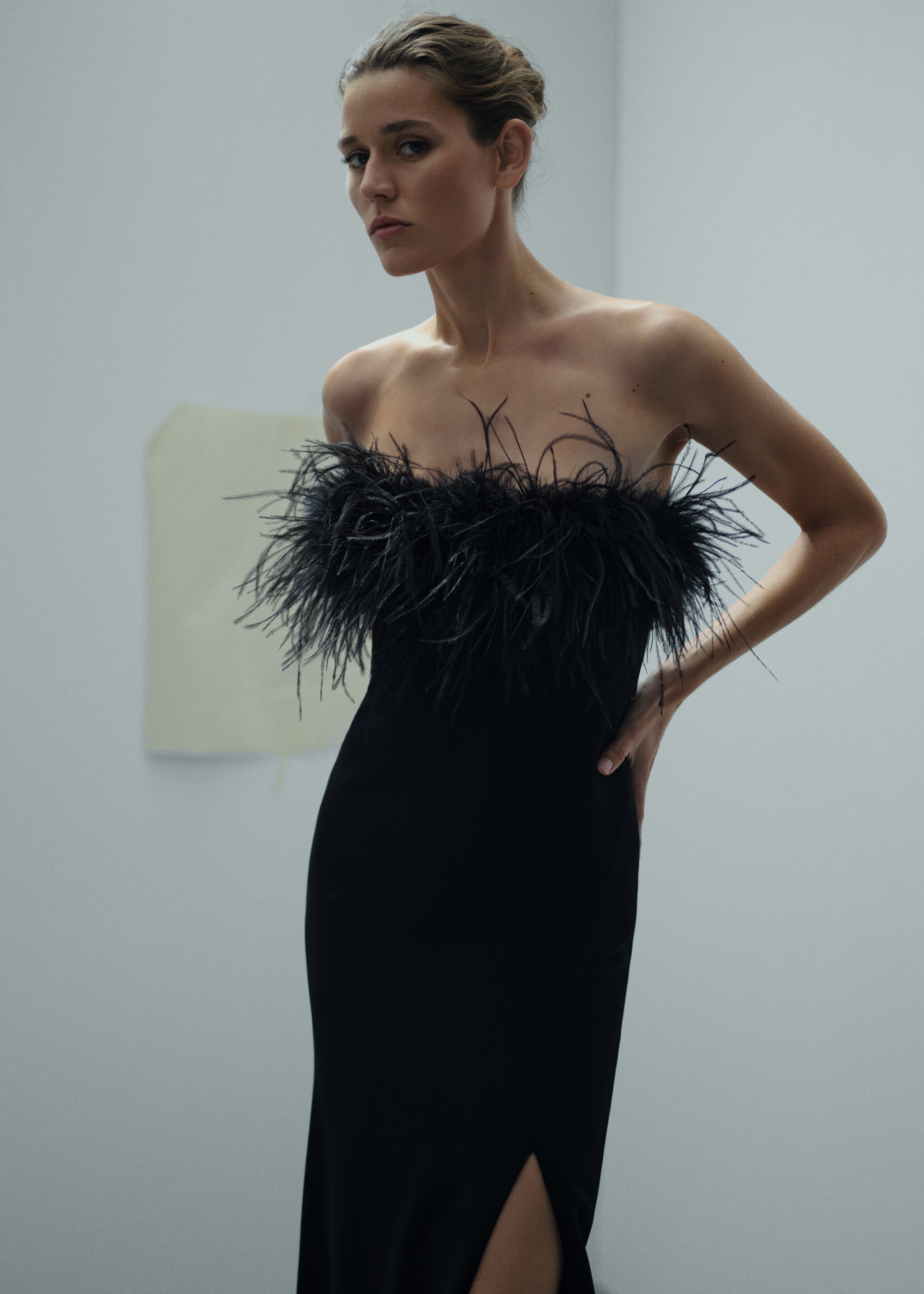 Strapless dress with feather detail - Medium plane