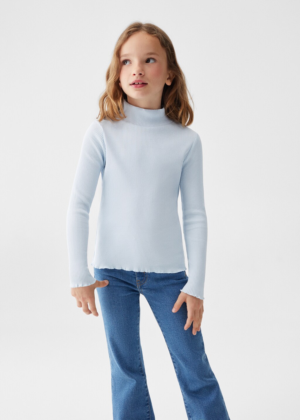 Ribbed high neck t-shirt - Kids | MANGO Iraq