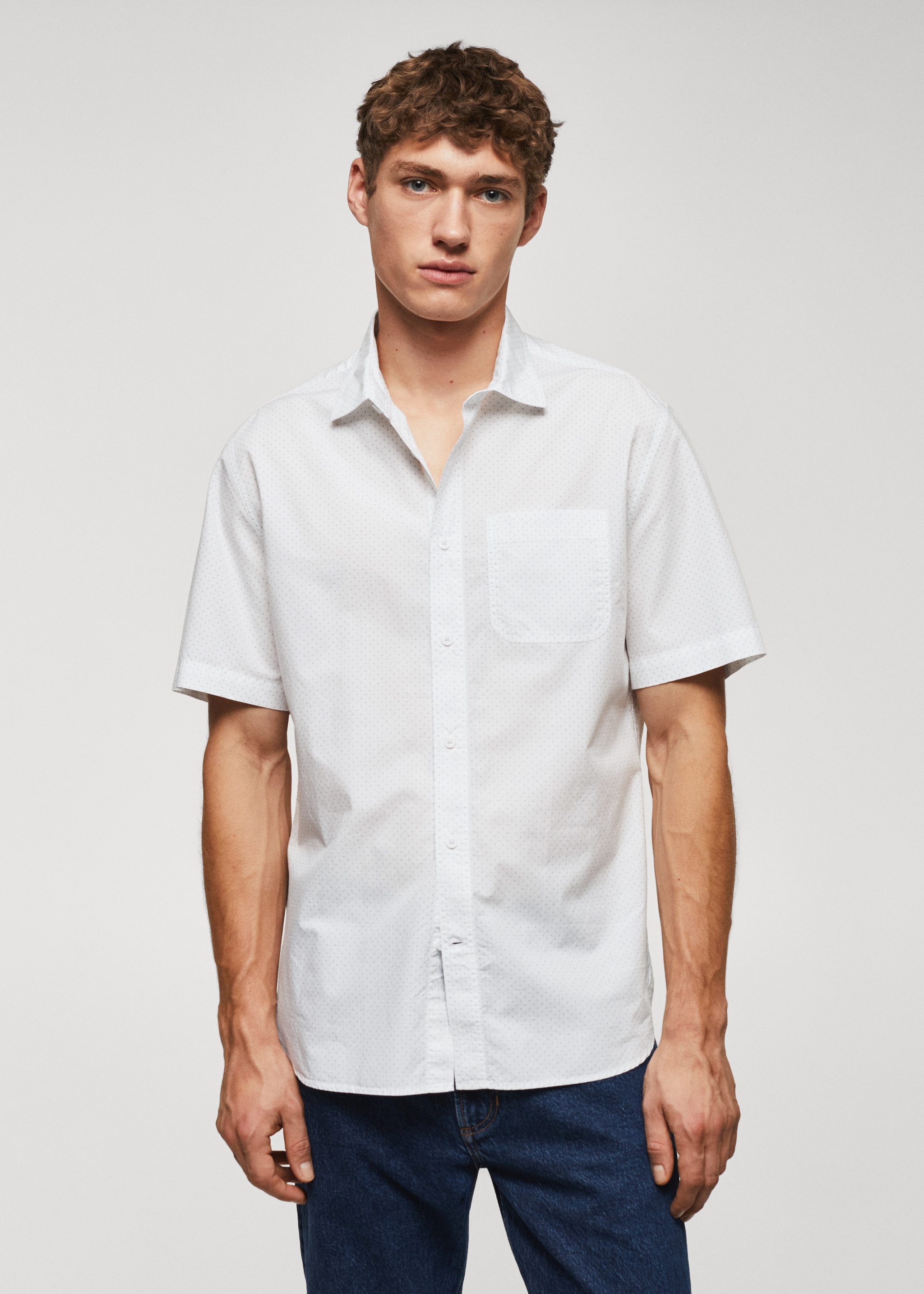 100% cotton short-sleeved mirco-patterned shirt - Medium plane