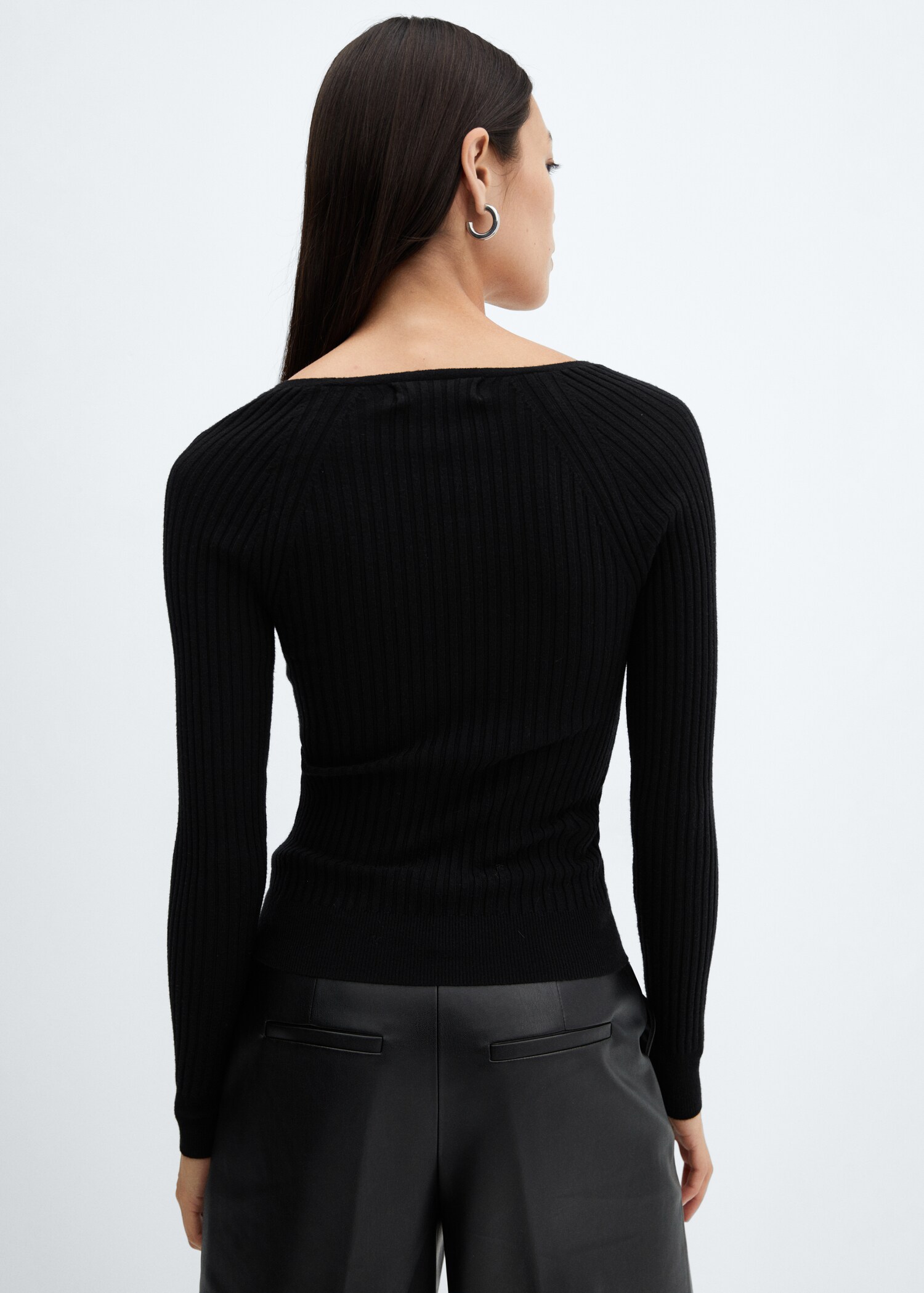 V-neck ribbed knit sweater - Reverse of the article