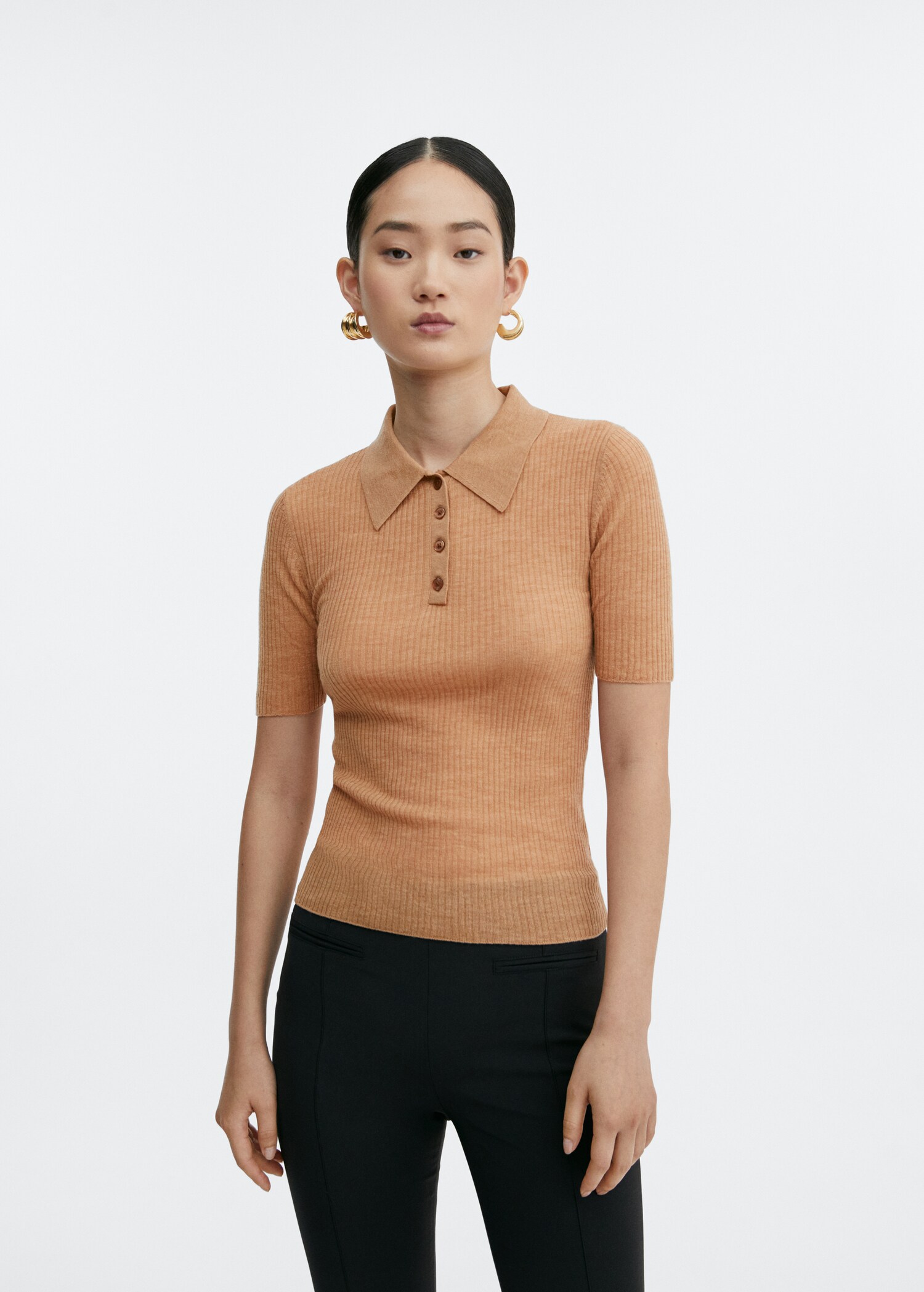 Polo collar wool sweater - Tampilan Sedang