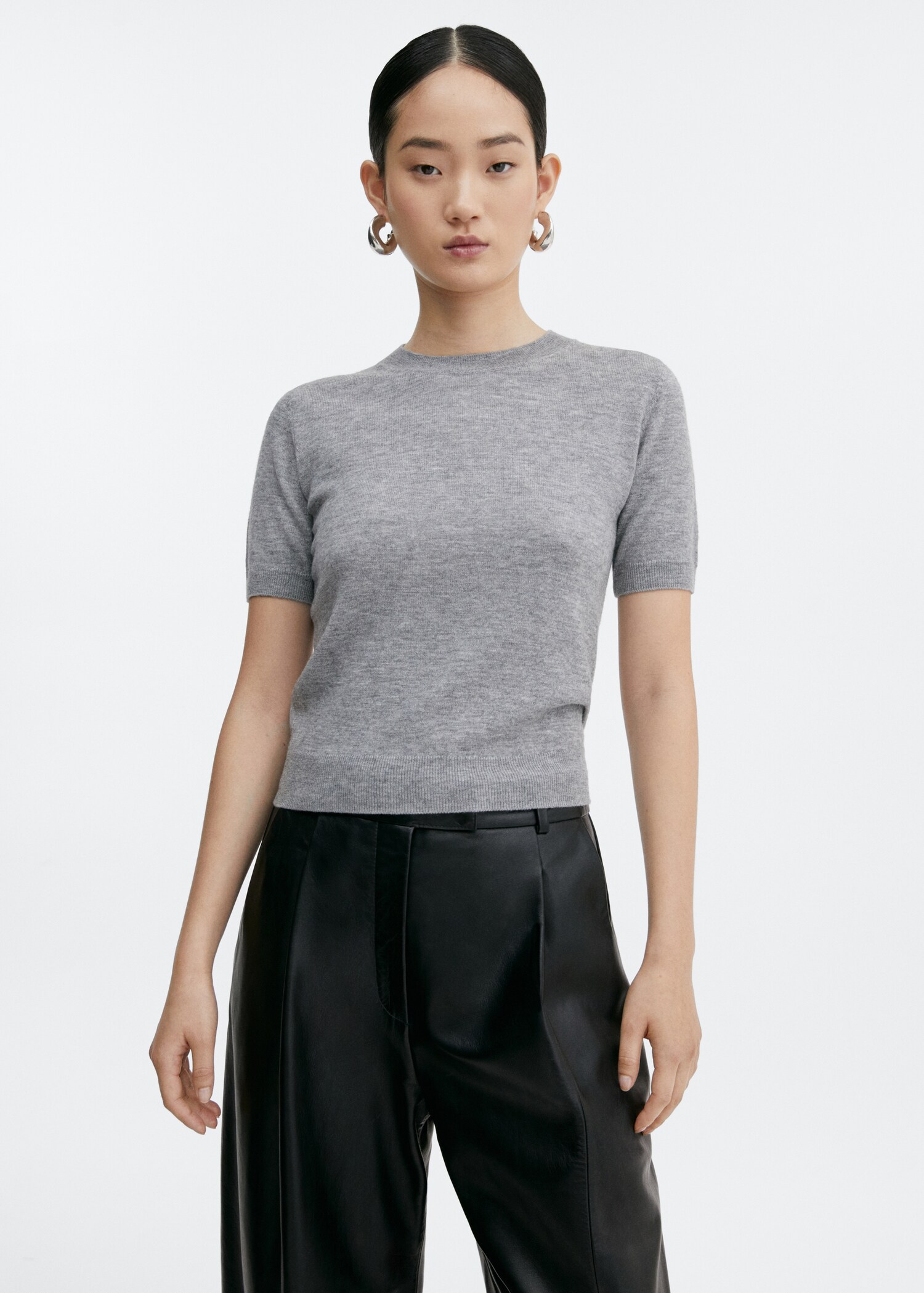 Short-sleeved wool sweater - Medium plane