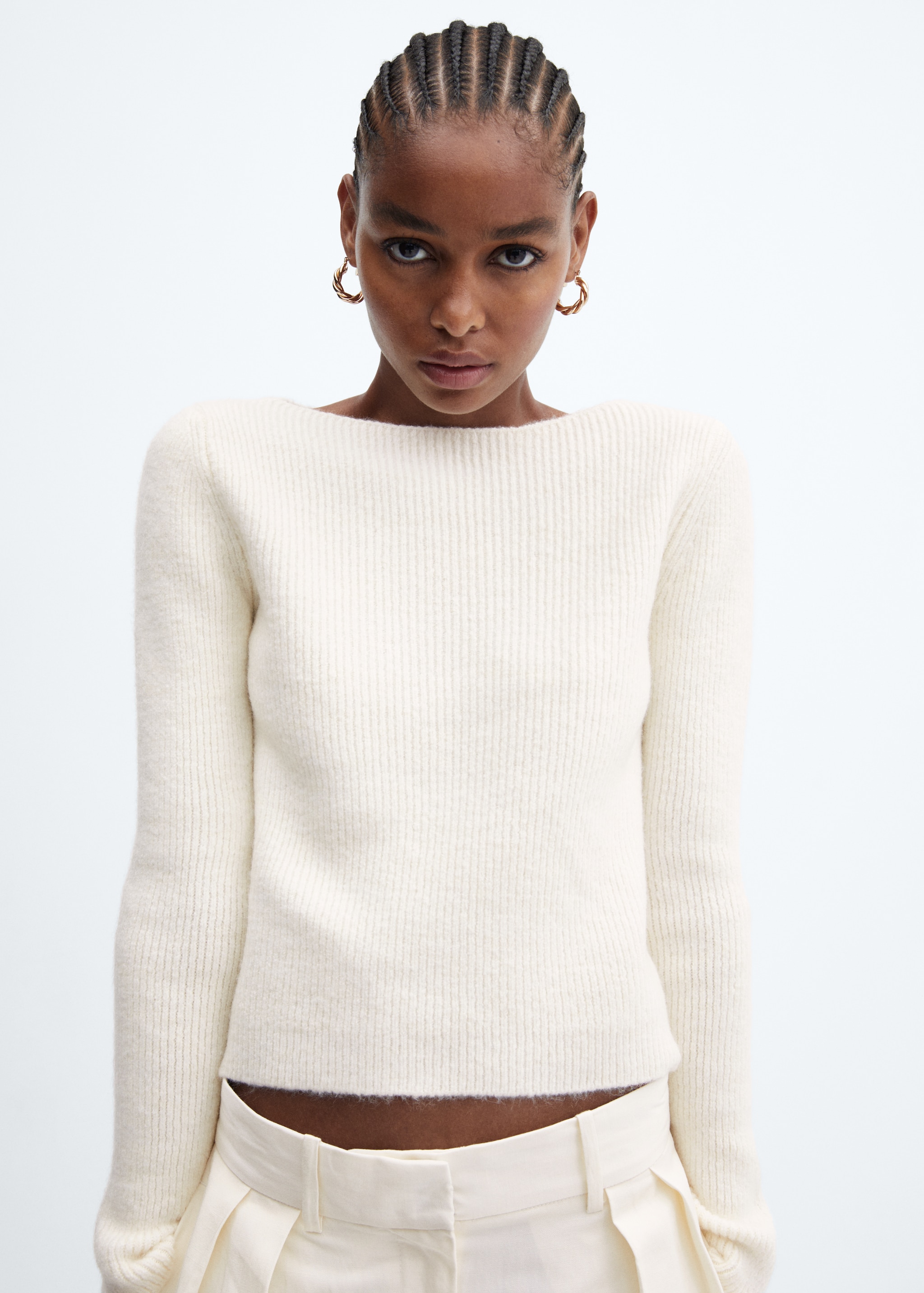 Boat-neck knitted sweater - Details of the article 1