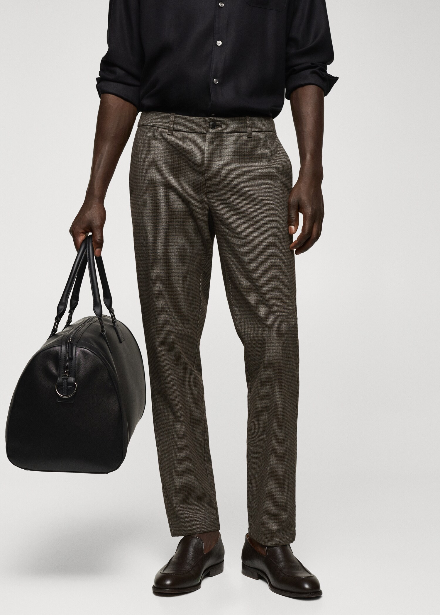 Pantalón slim fit algodón micro pata de gallo - Plano medio
