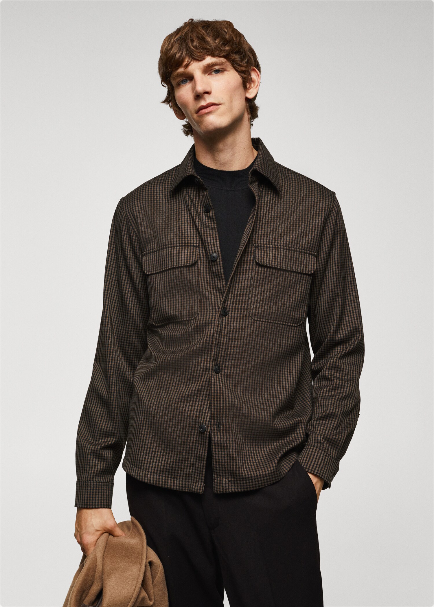 Regular Fit-Overshirt mit Taschen - Mittlere Ansicht