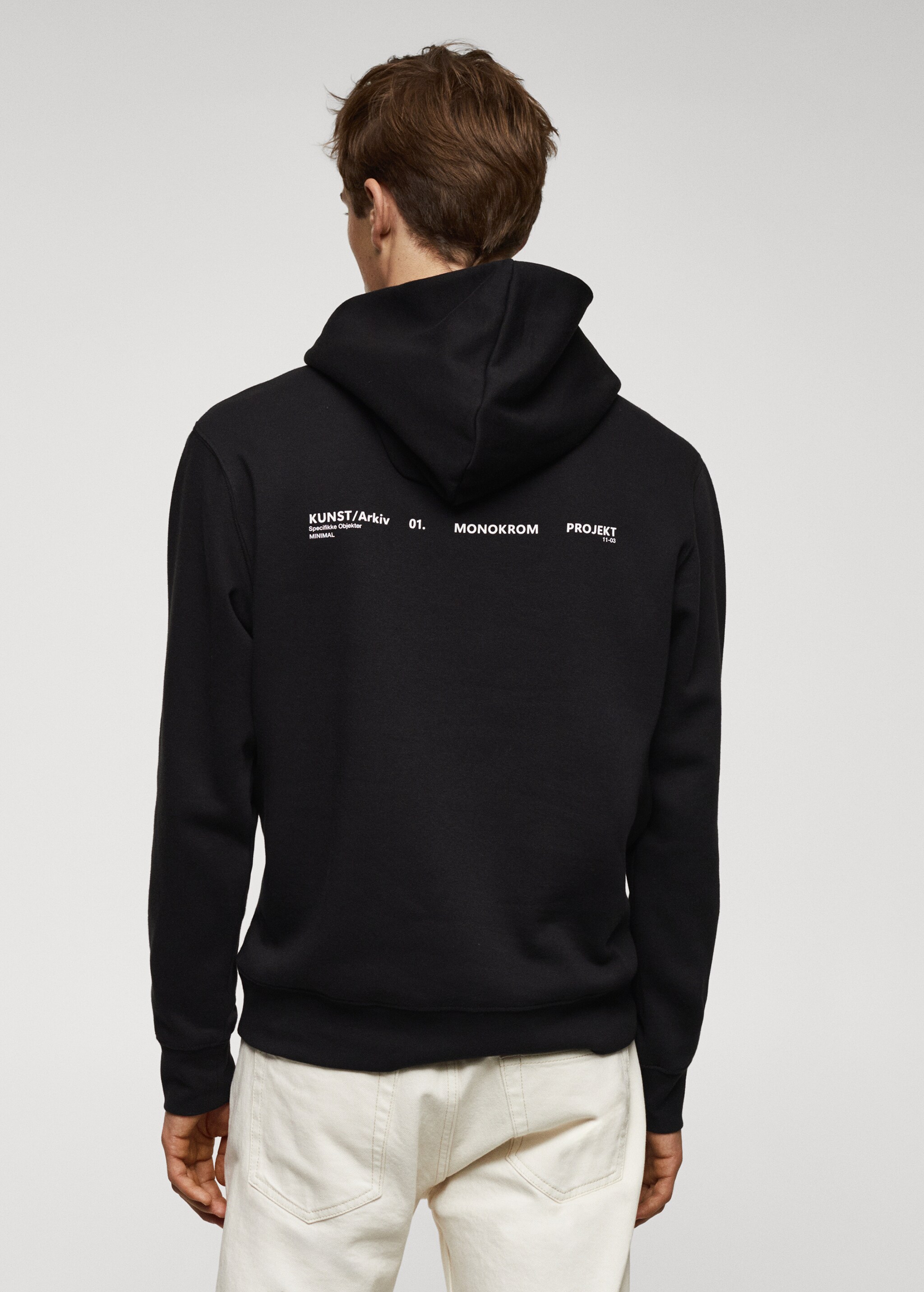 Baumwoll-Kapuzensweatshirt mit Schriftzug - Rückseite des Artikels