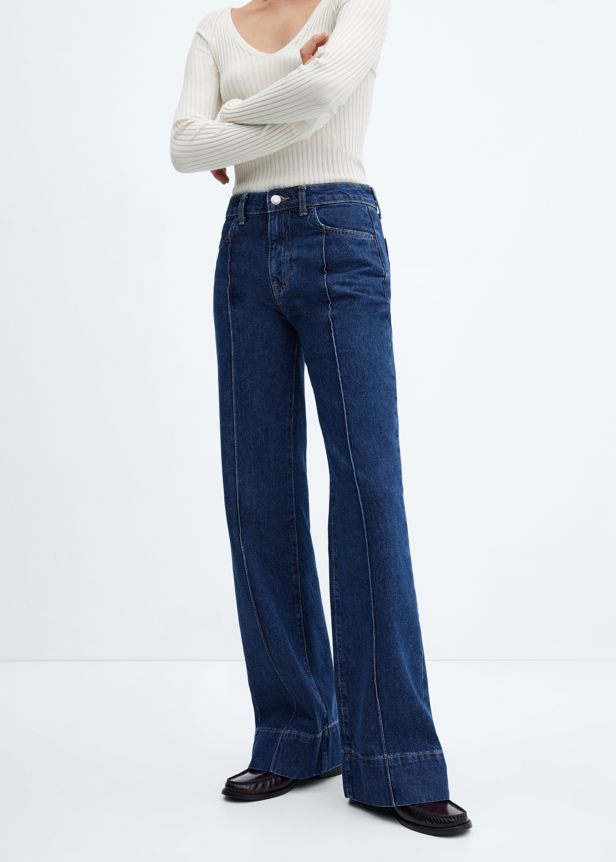 Jeans wideleg costuras decorativas - Medium plane