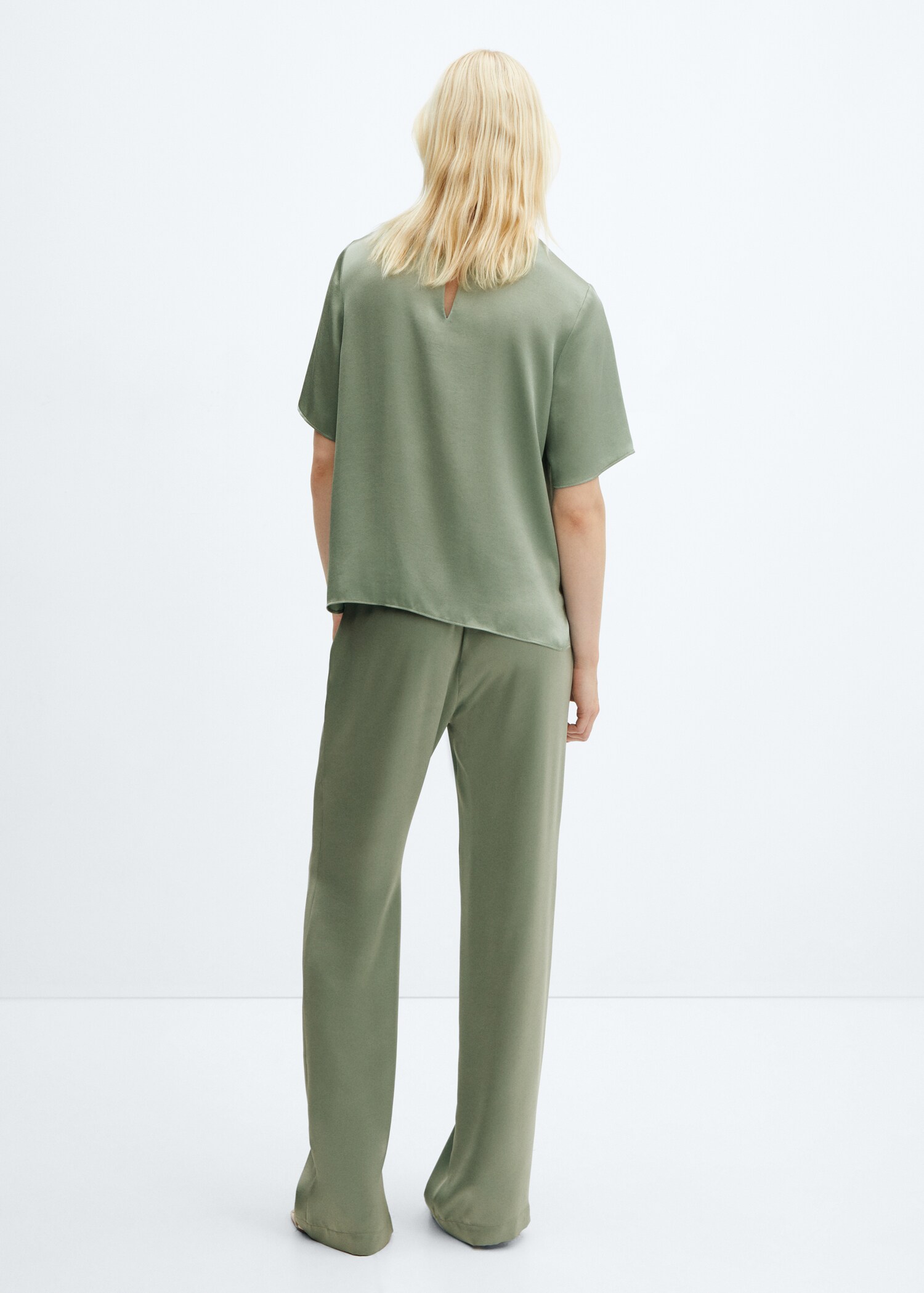 Satin pants with elastic waist - Reverse of the article
