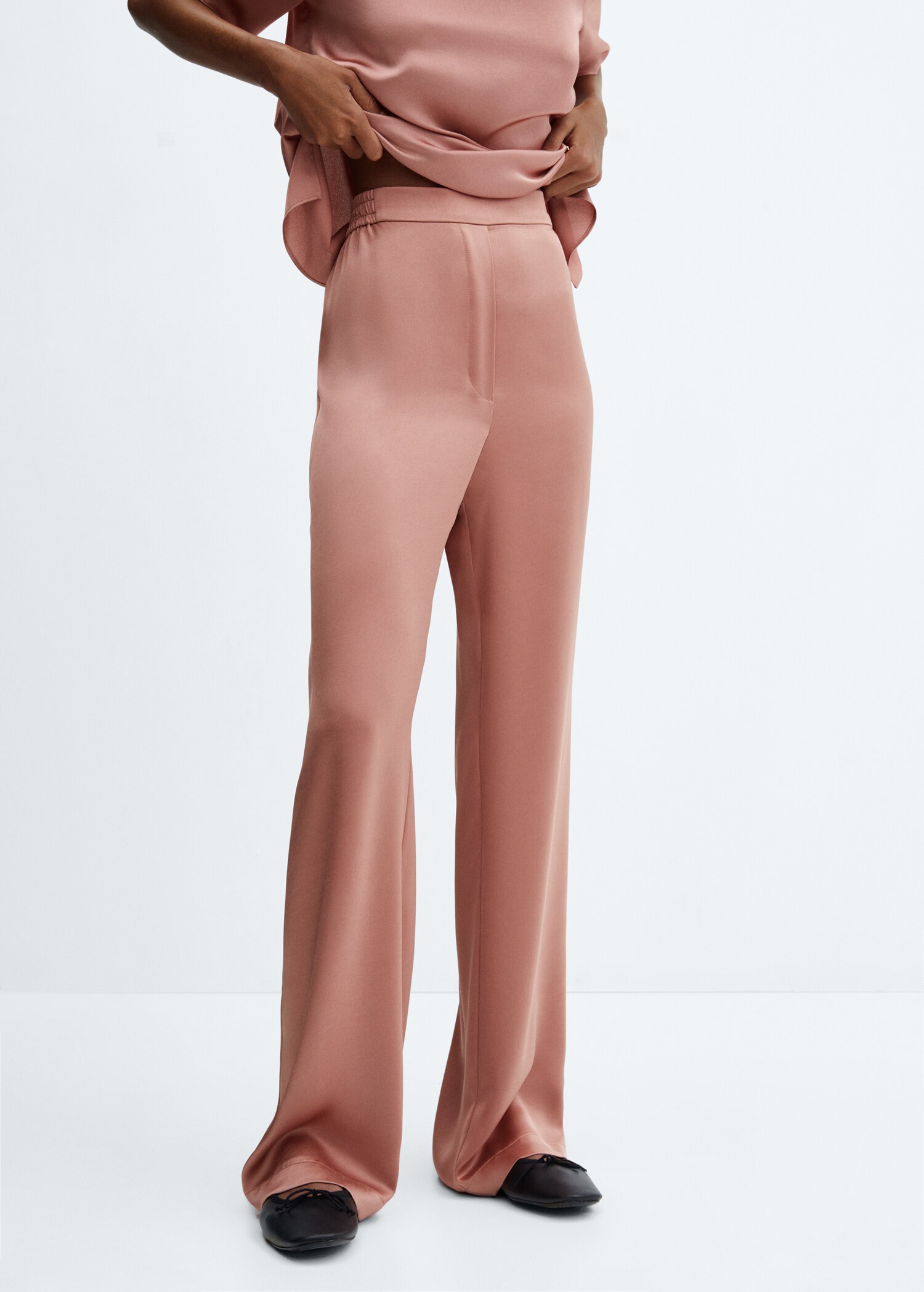Satin pants with elastic waist - Medium plane