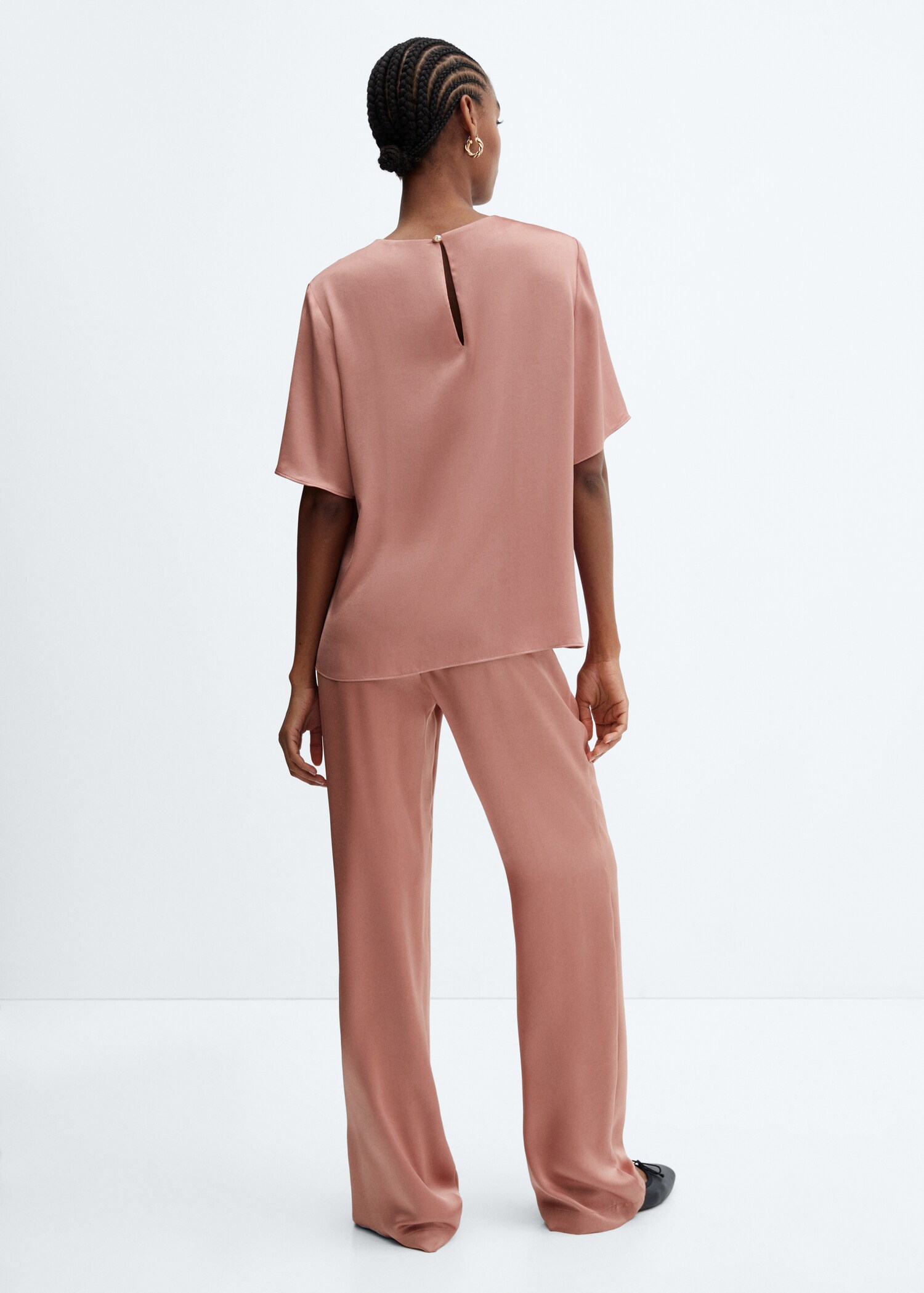 Satin pants with elastic waist - Reverse of the article