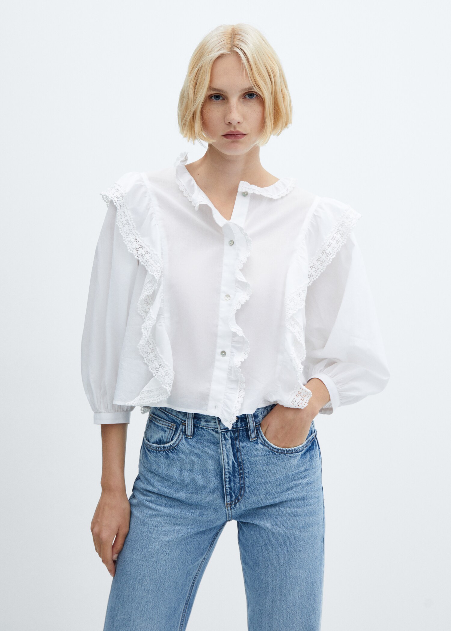 Blouse volantée dentelle - Medium plane