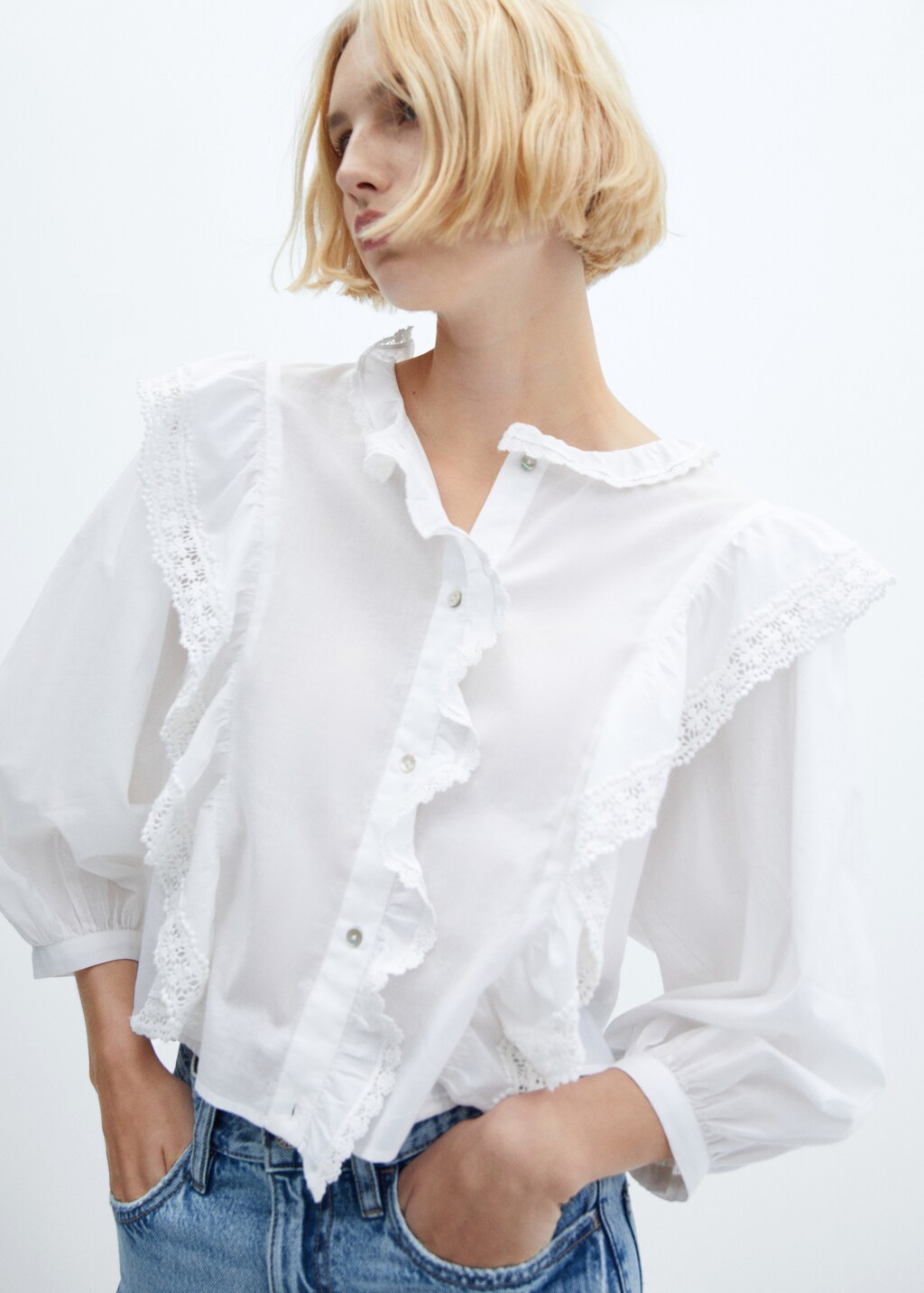 Mango ruffle blouse sale
