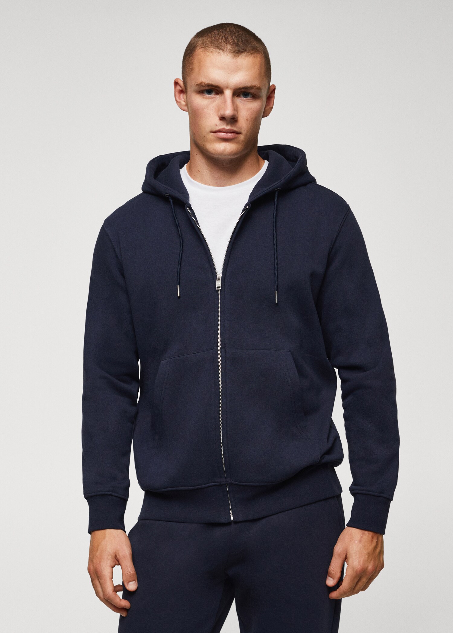 Sudadera algodón capucha cremallera - Plano medio