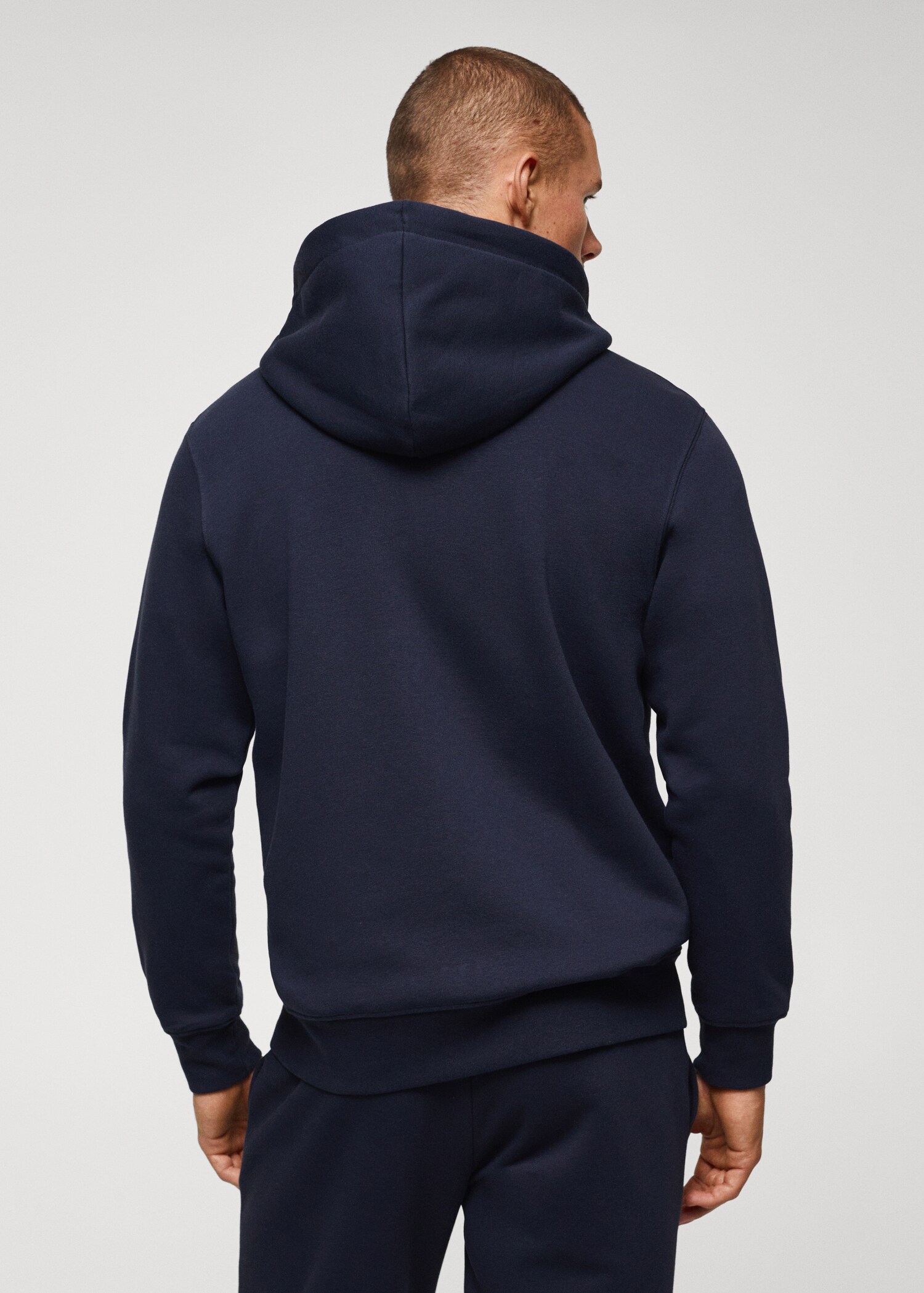 Sweatshirt de algodão com capuz de fecho de correr - Verso do artigo