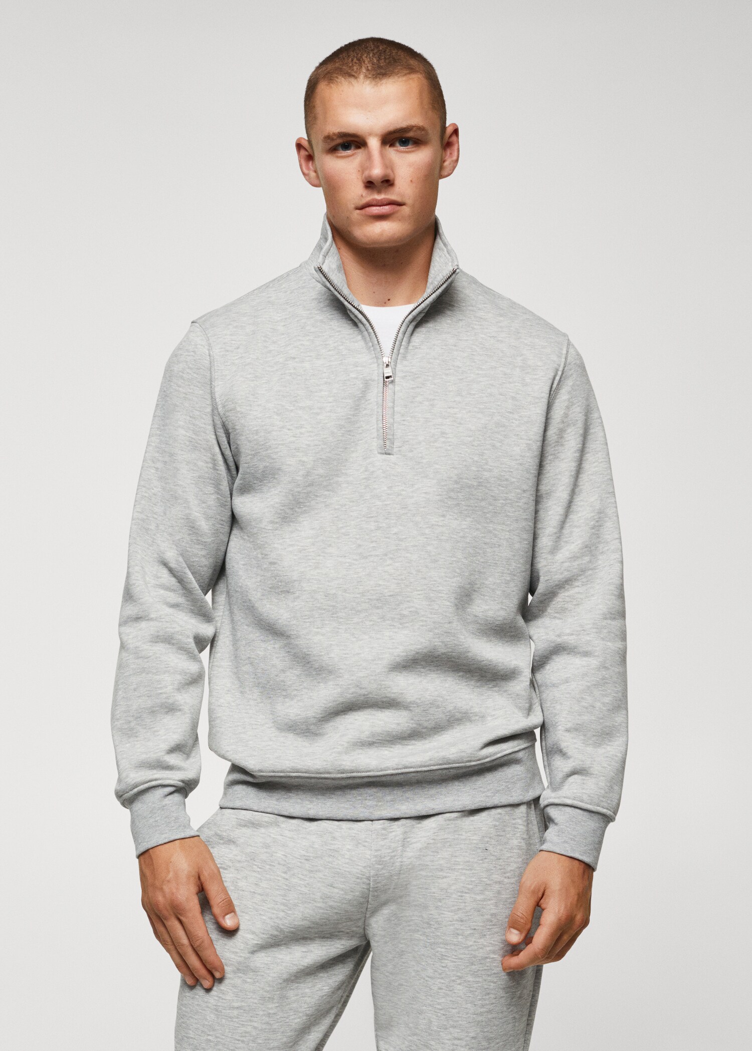Sweat-shirt coton col zippé - Plan moyen