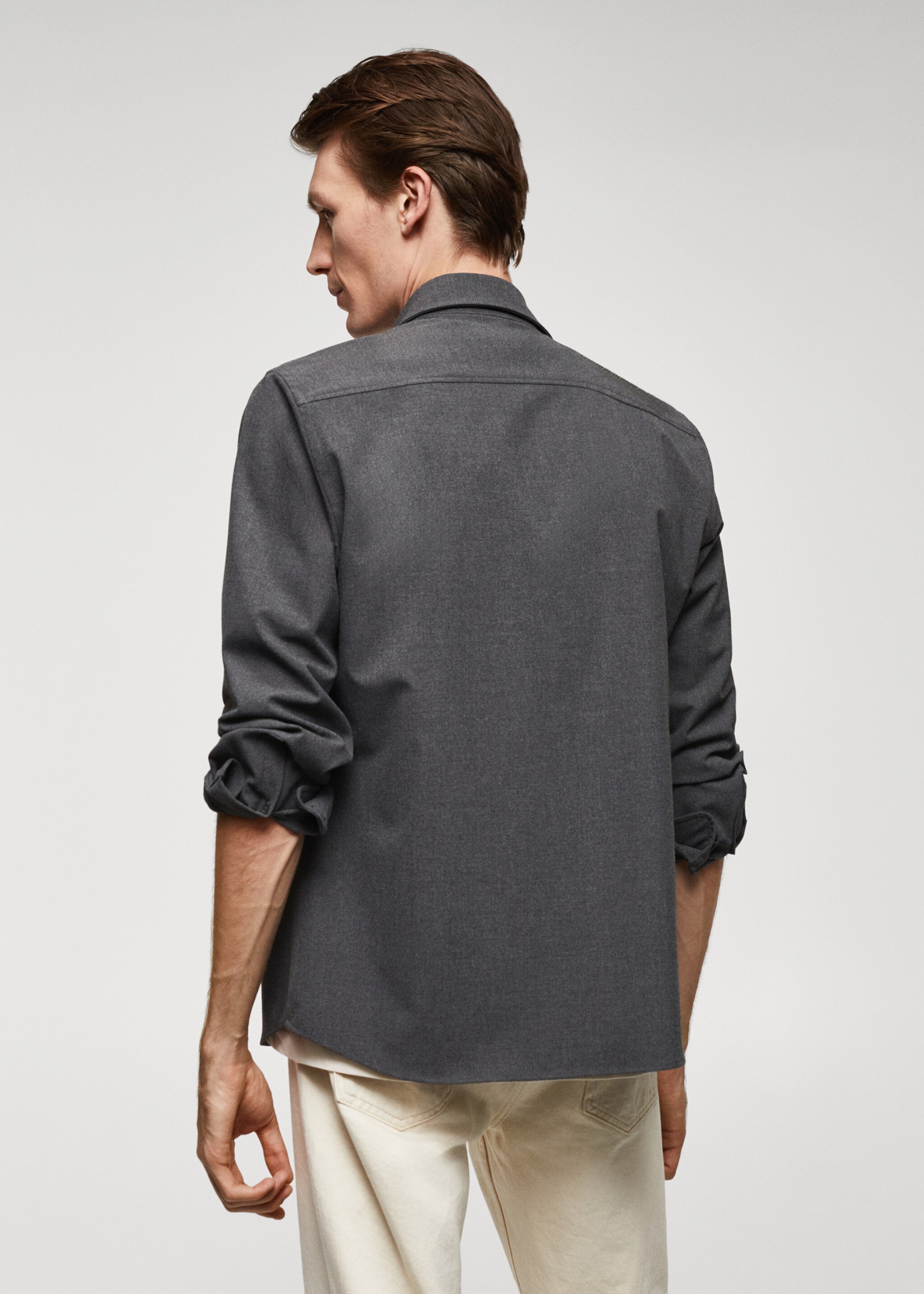 Sobrecamisa algodón bolsillos - Reverso del artículo, Gris. Ref: 57007714-00.