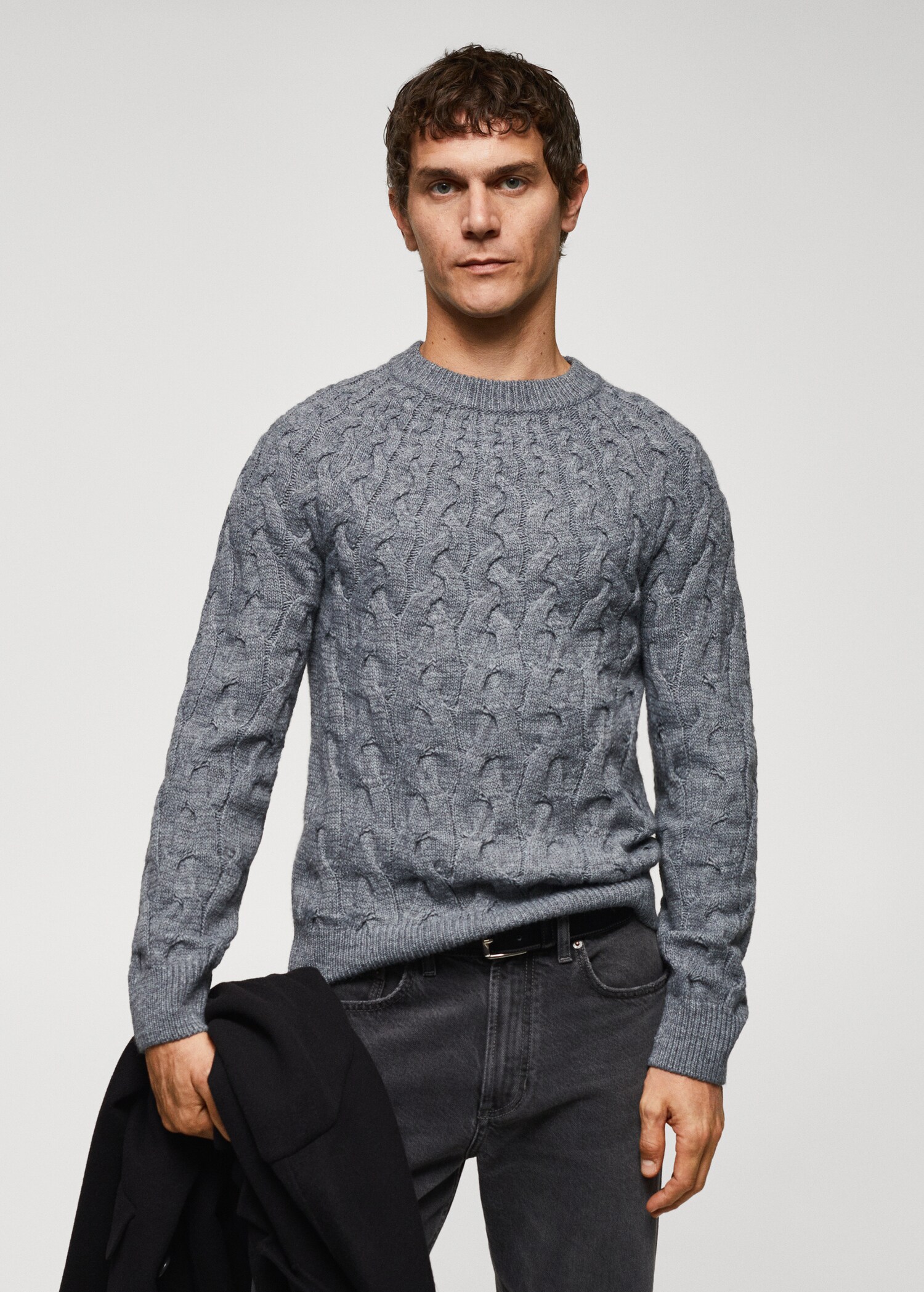 Pull-over laine mélangée torsades - Plan moyen