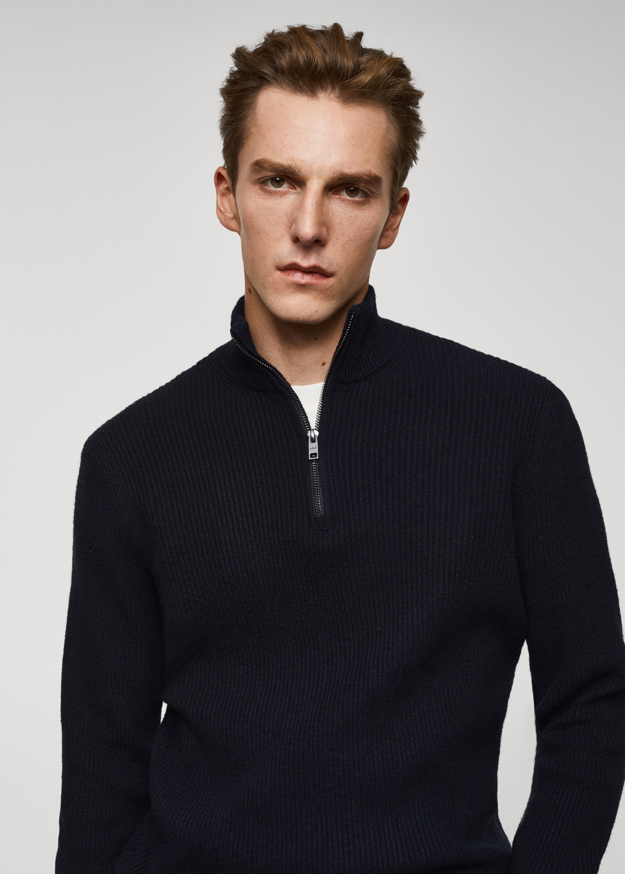 Ribbed sweater with zip - Details of the article 1