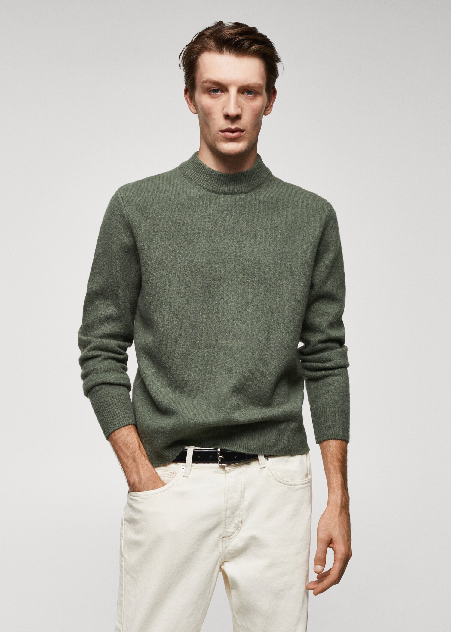 Pull col montant laine mélangée - Plan moyen