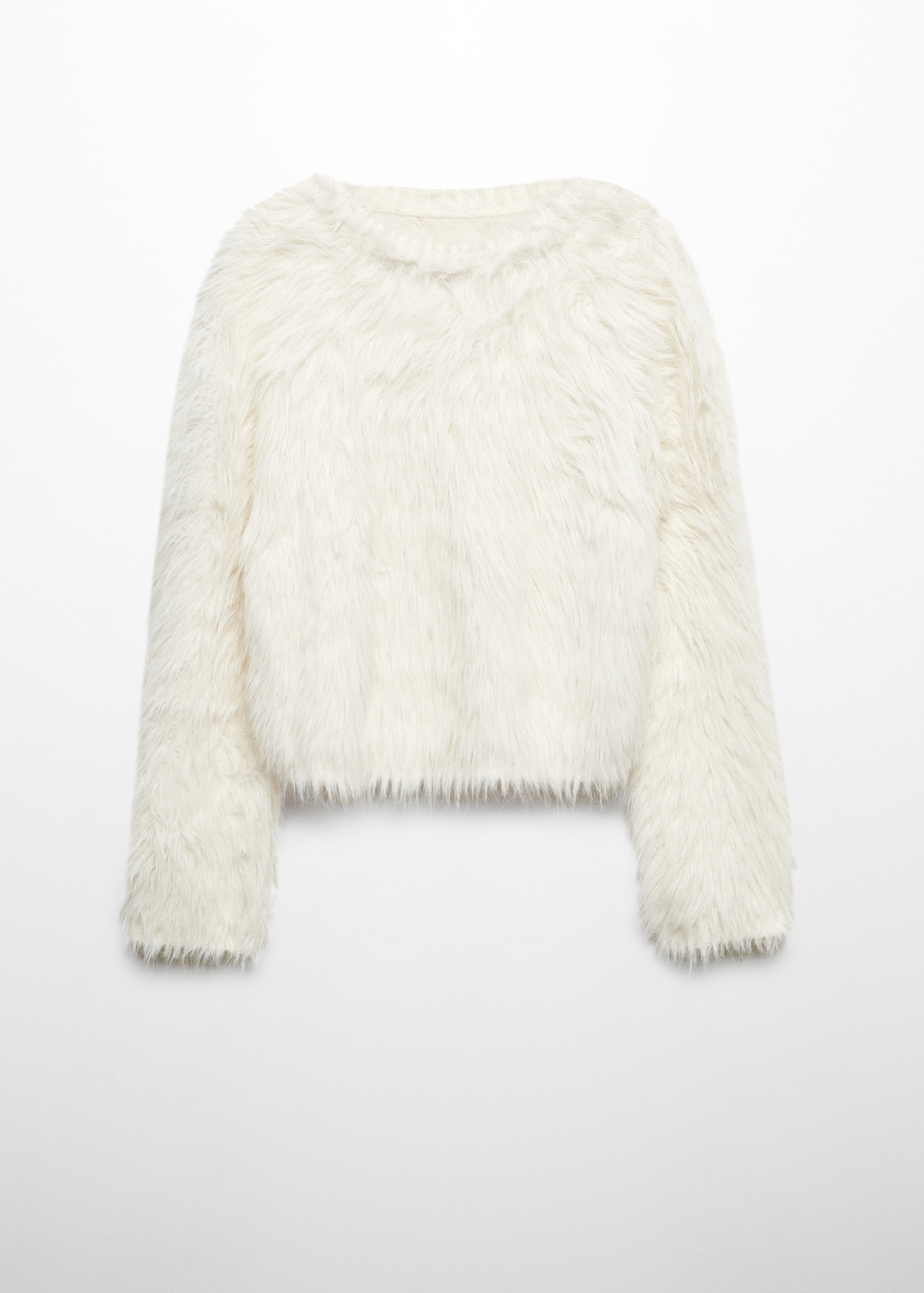 Round-neck fur-effect sweater - Article without model