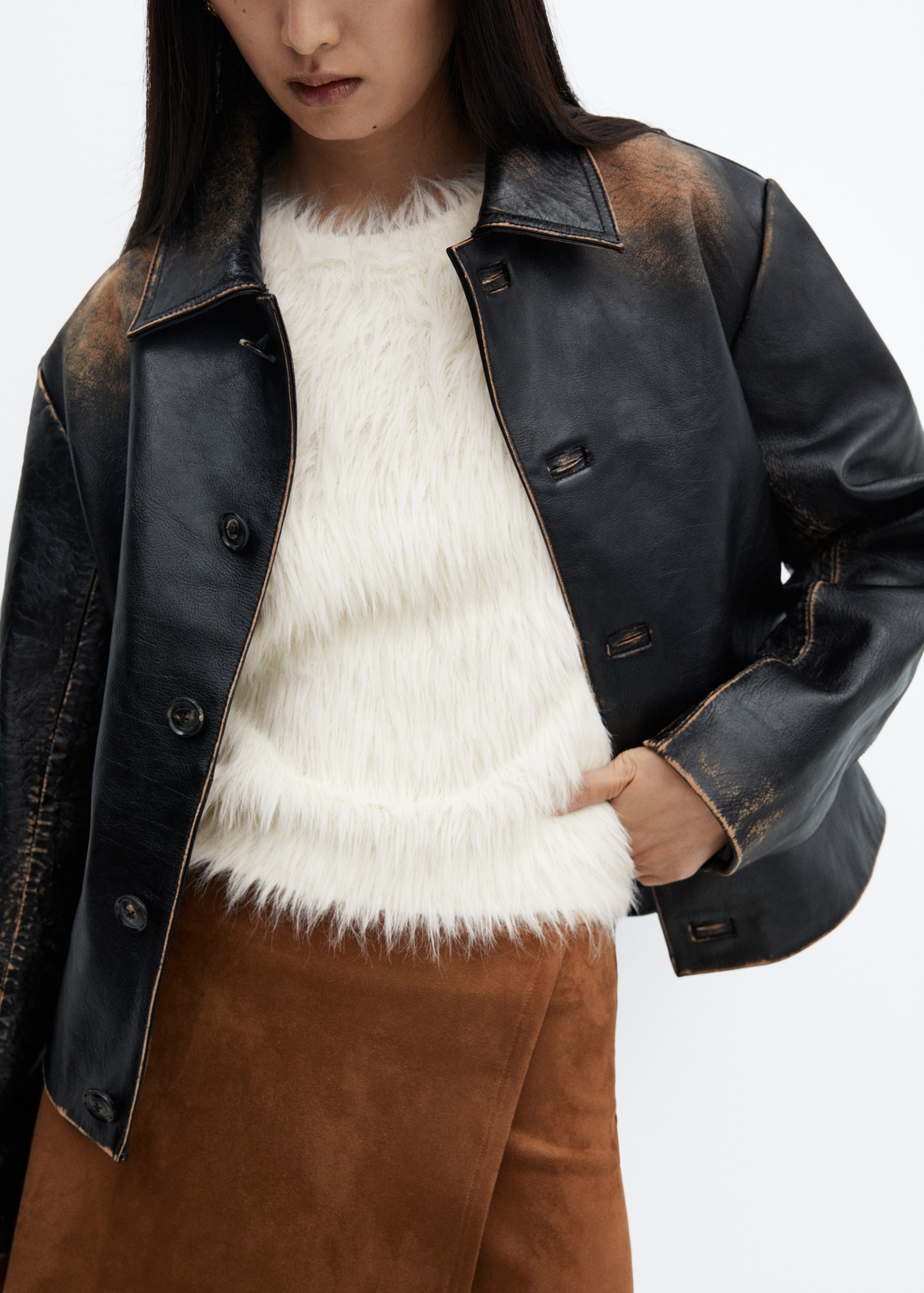 Round-neck fur-effect sweater - Details of the article 6