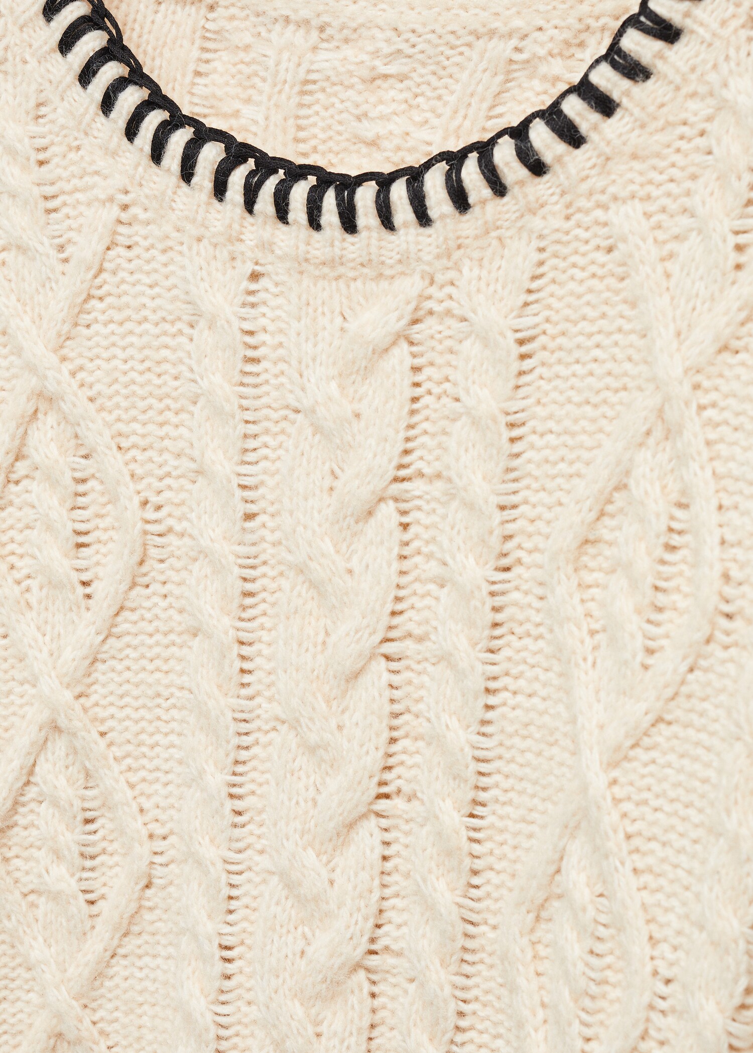 Zopfstrickpullover mit Kontrastborte - Detail des Artikels 8