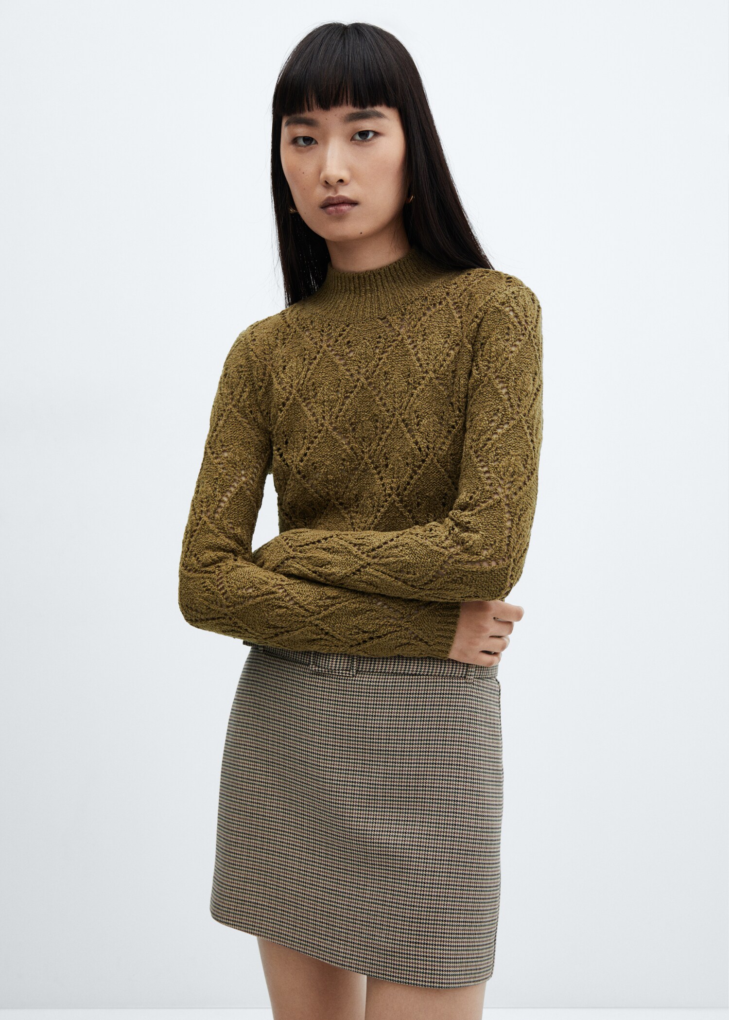 Open work-detail sweater - Medium plane