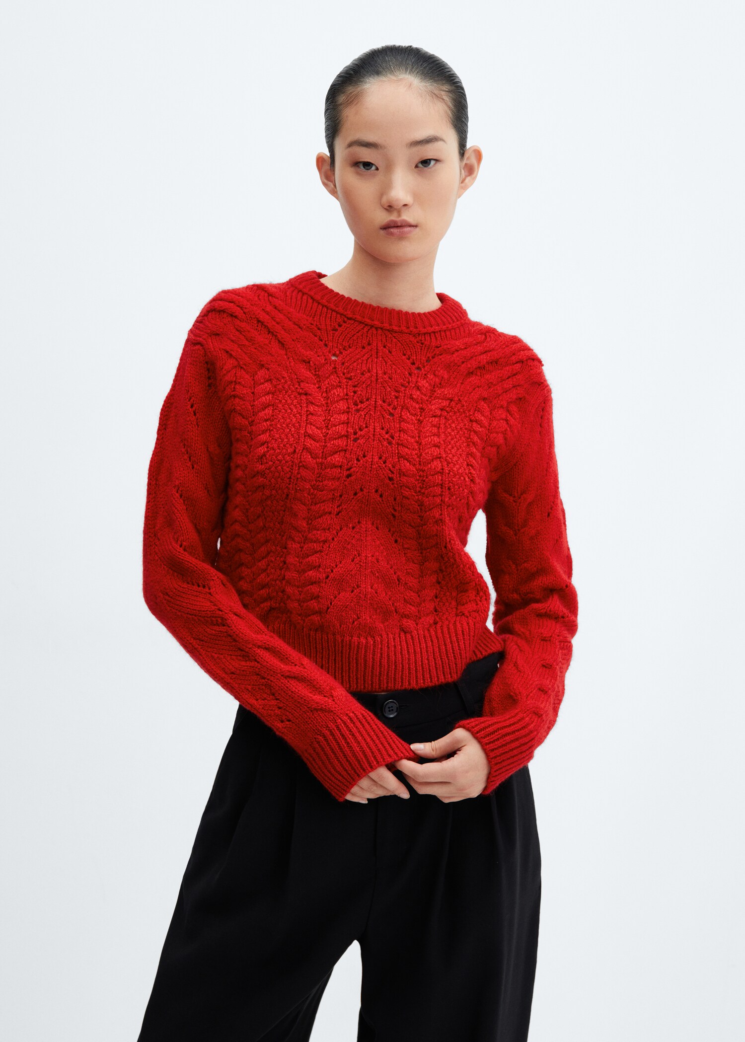 Knitted jumper with openwork details - Medium plane