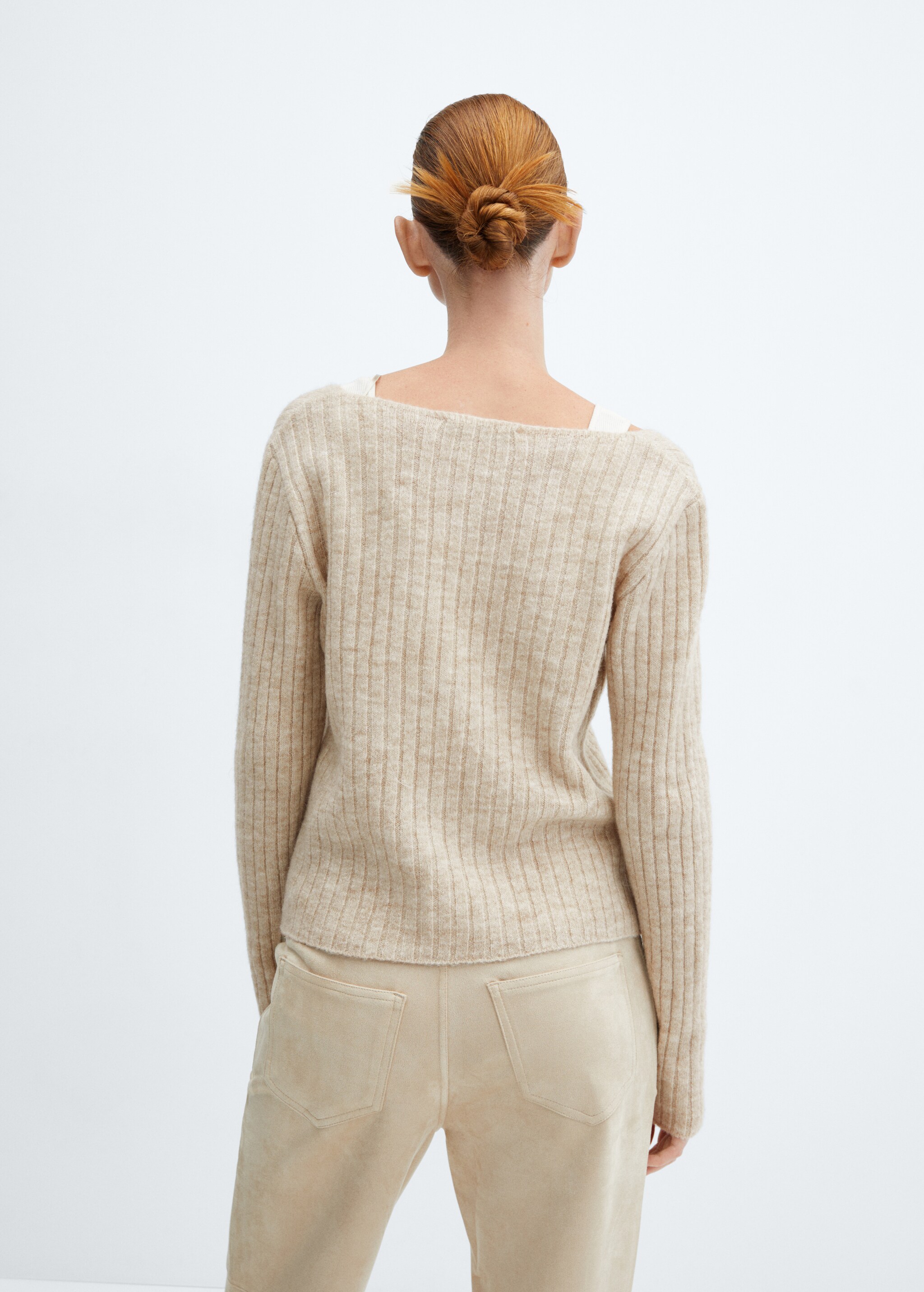 V-neck ribbed knit sweater - Reverse of the article