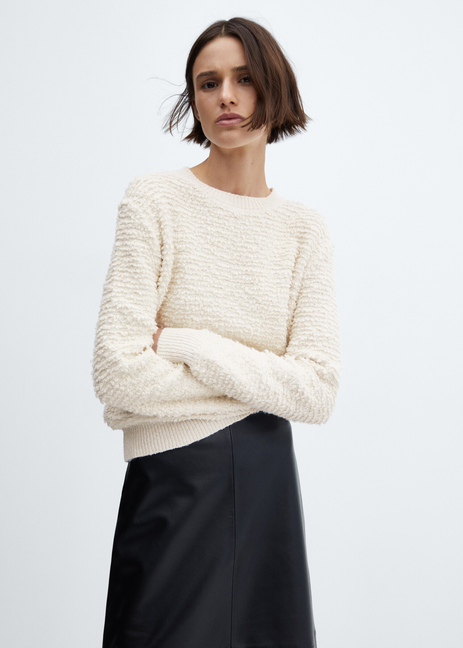Jersey textura cuello redondo - Plano medio