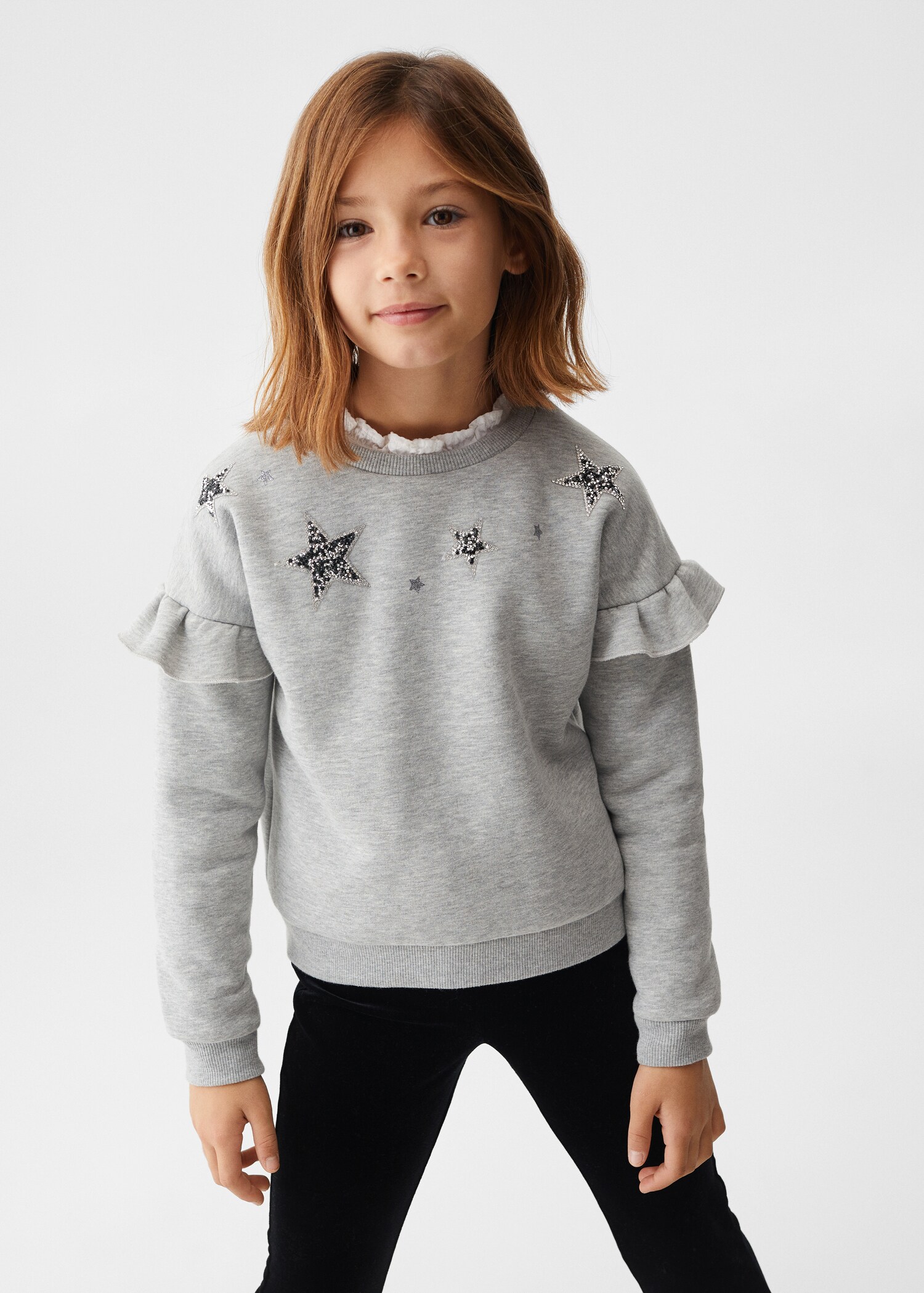 Sudadera estampada volantes - Plano medio