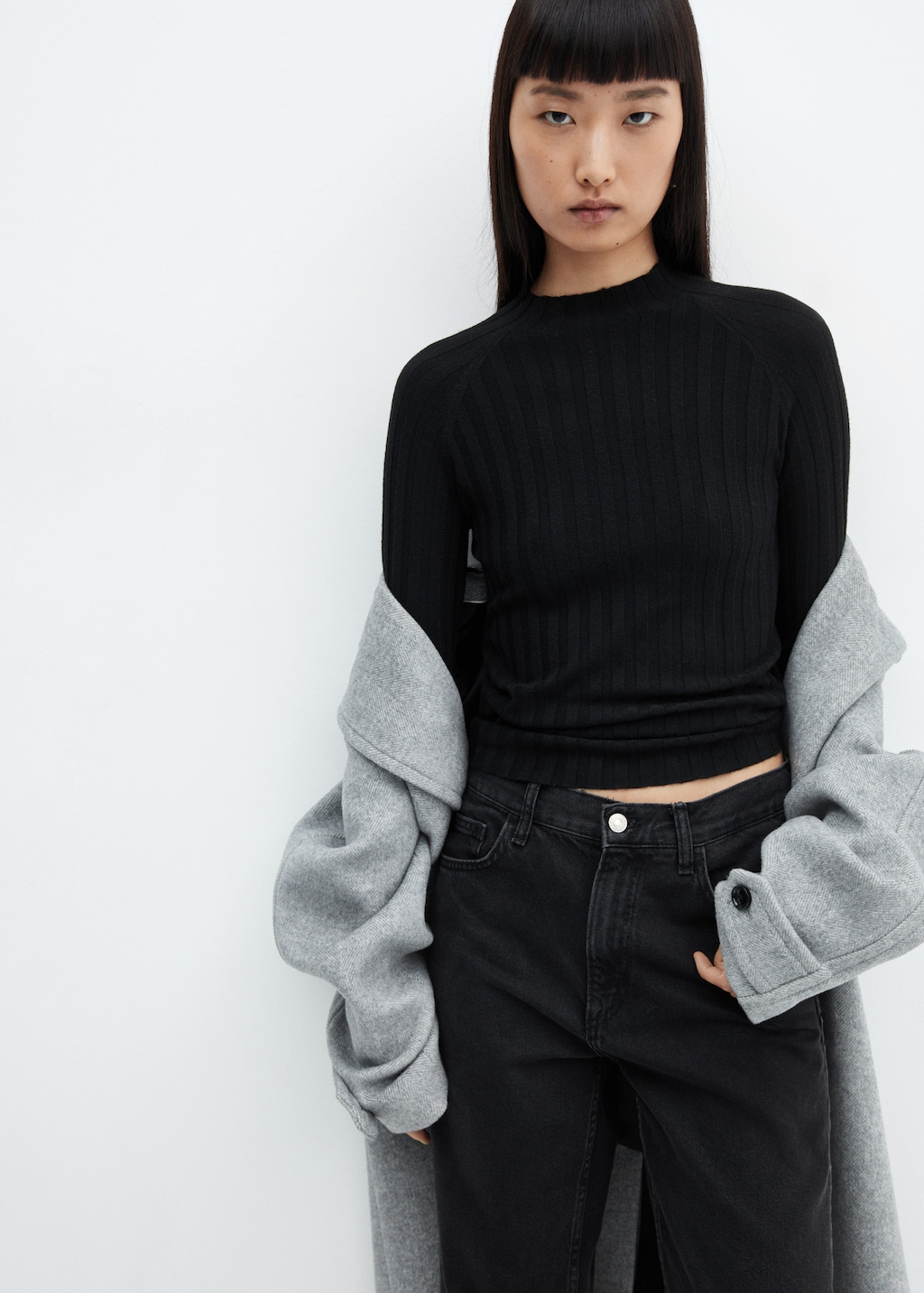 Mango ribbed knit sweater discount